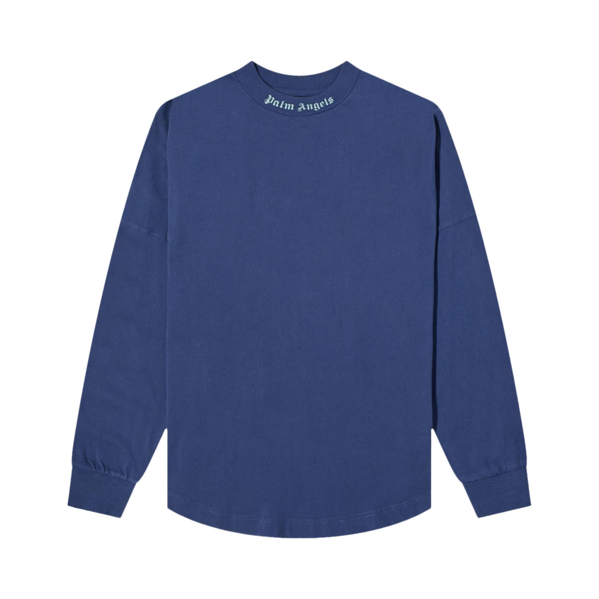 Palm Angels Classic Logo Over Long-Sleeve Tee 'Blue Iridescent' - 1