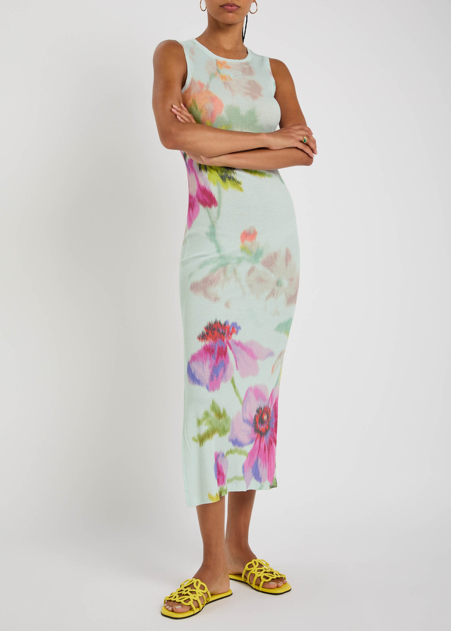 Loewe Floral Ribbed Silk-blend Midi Dress - 4