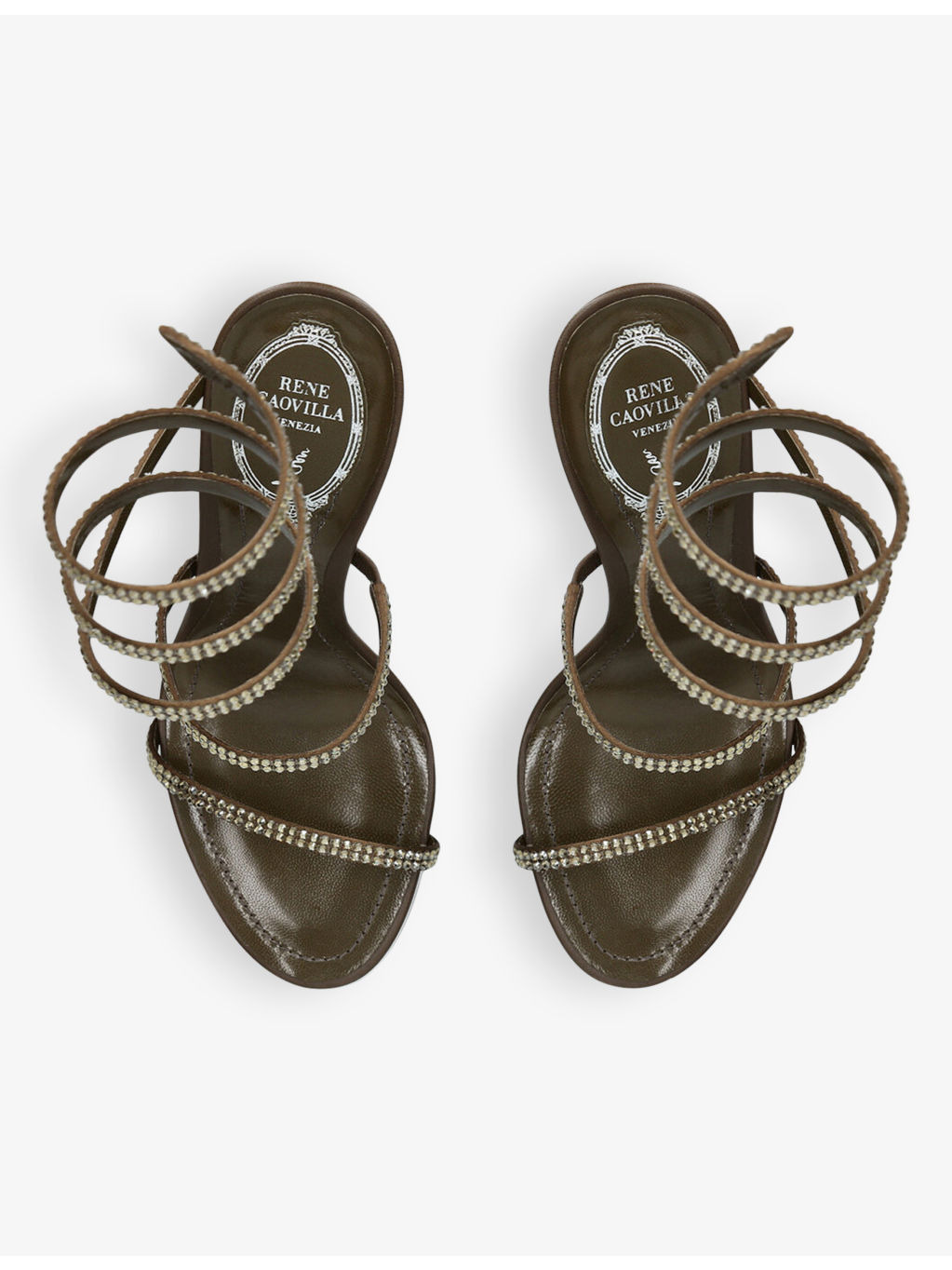 Cleo II 105 crystal-embellished leather heeled sandals - 3