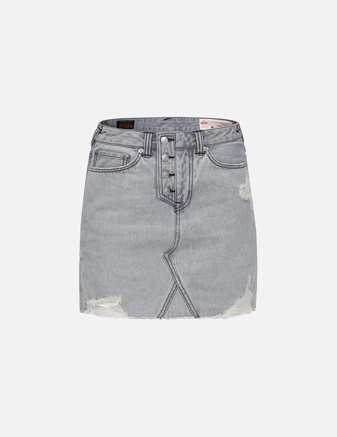 DISTRESSED SEAGULL APPLIQUÉ EMBROIDERY FASHION FIT DENIM SKIRT - 2