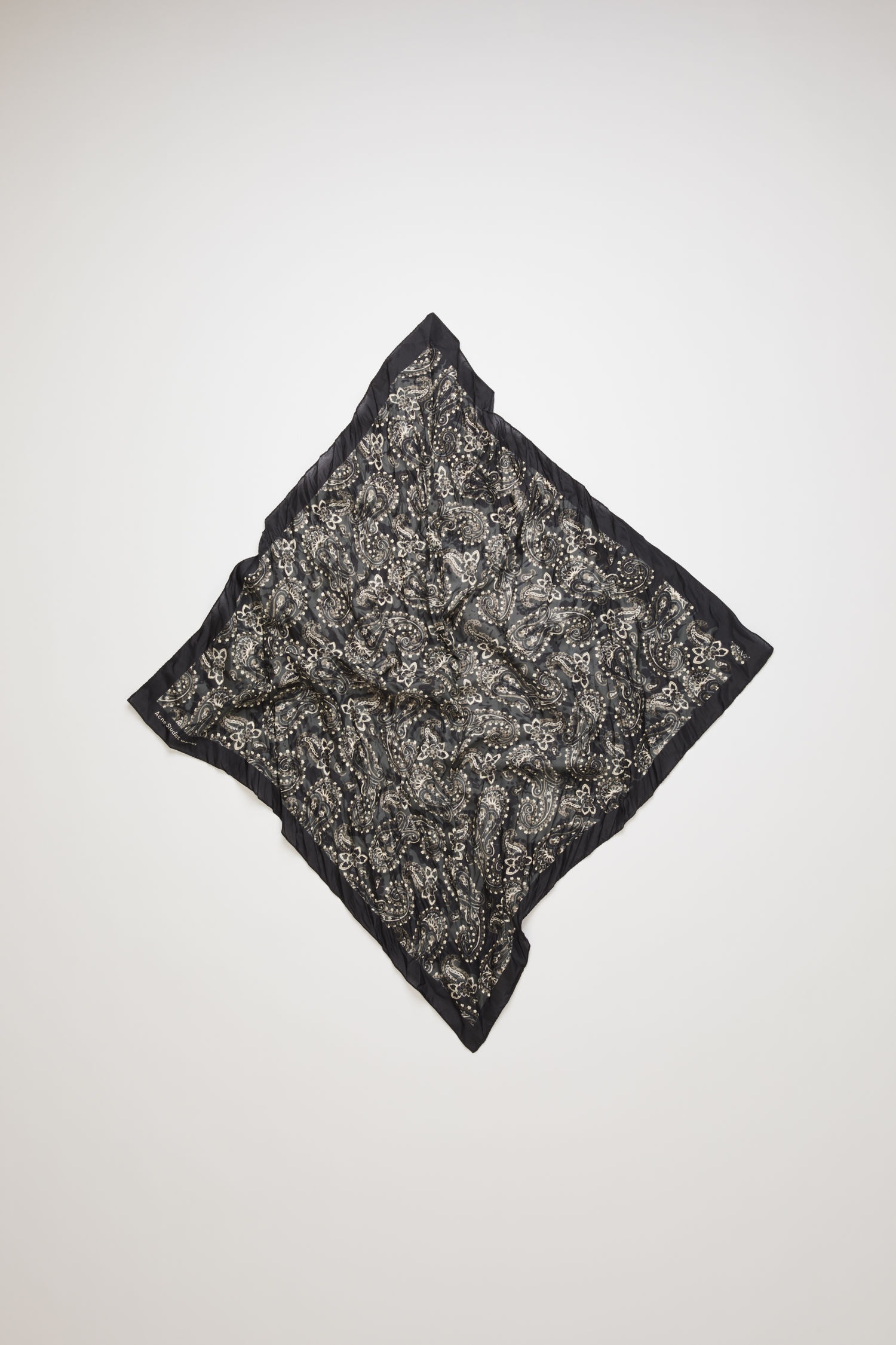 Crinkled cotton-blend bandana black - 1