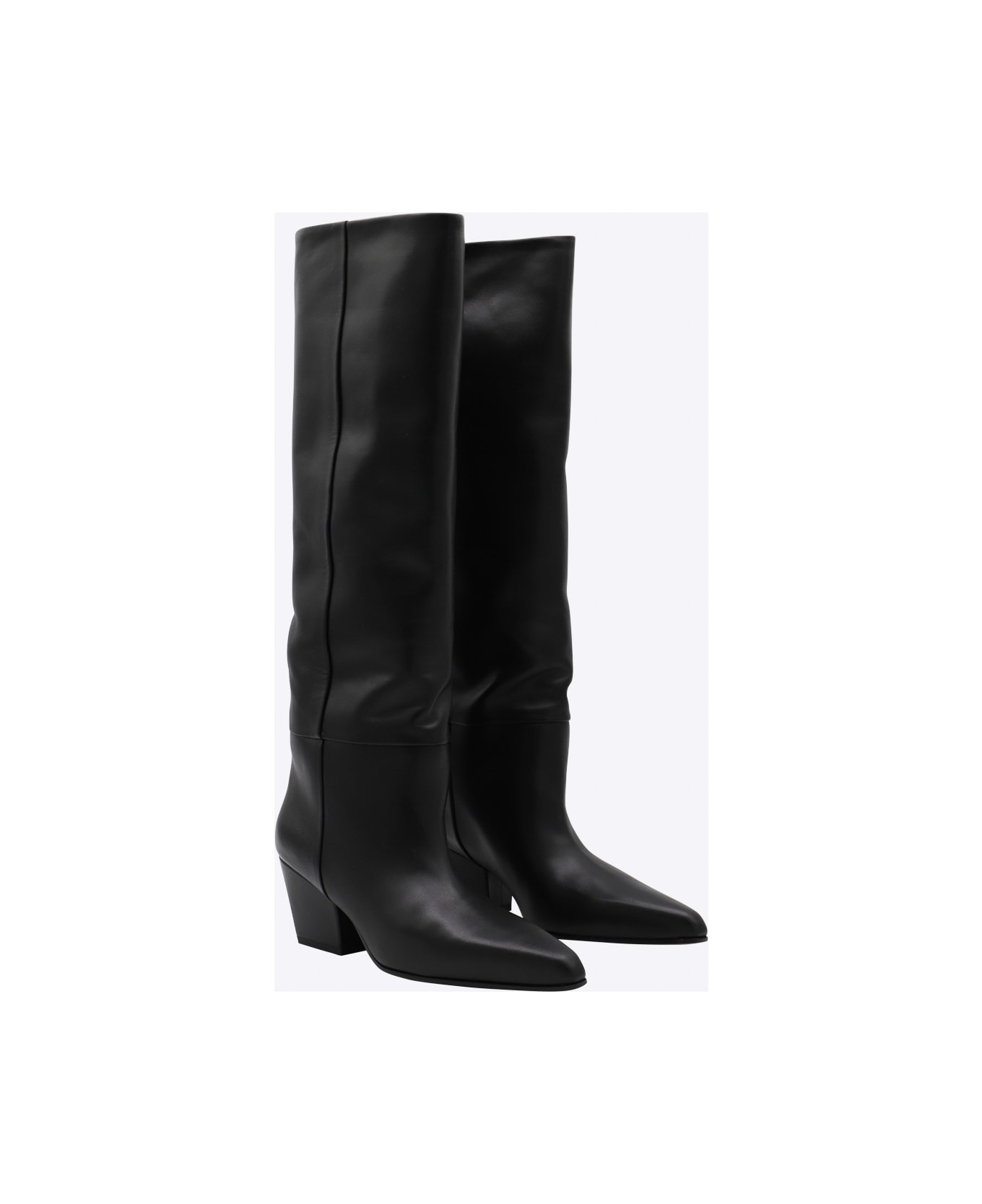 Black Leather Jane Boots - 2