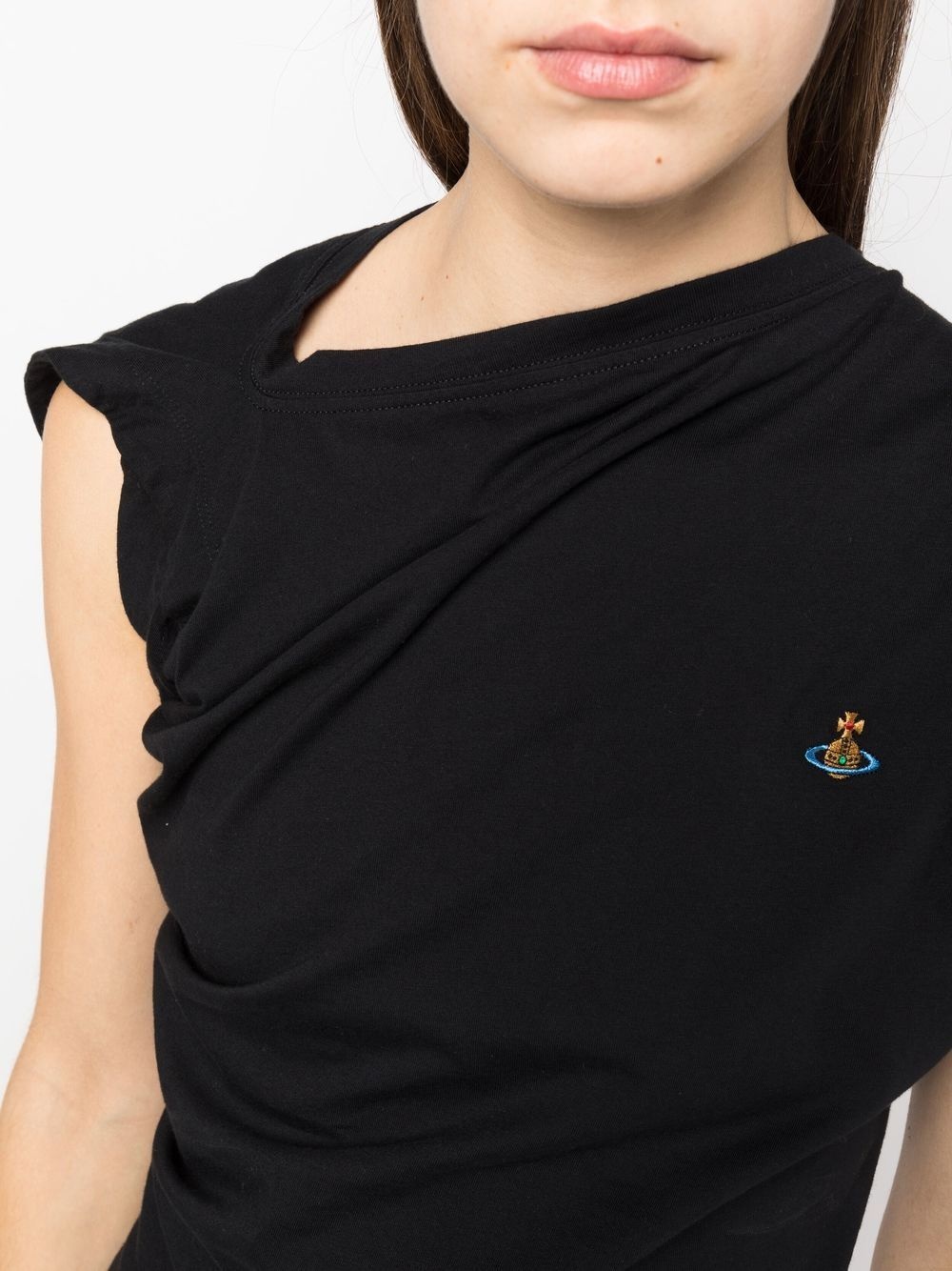 asymmetric draped T-shirt - 5