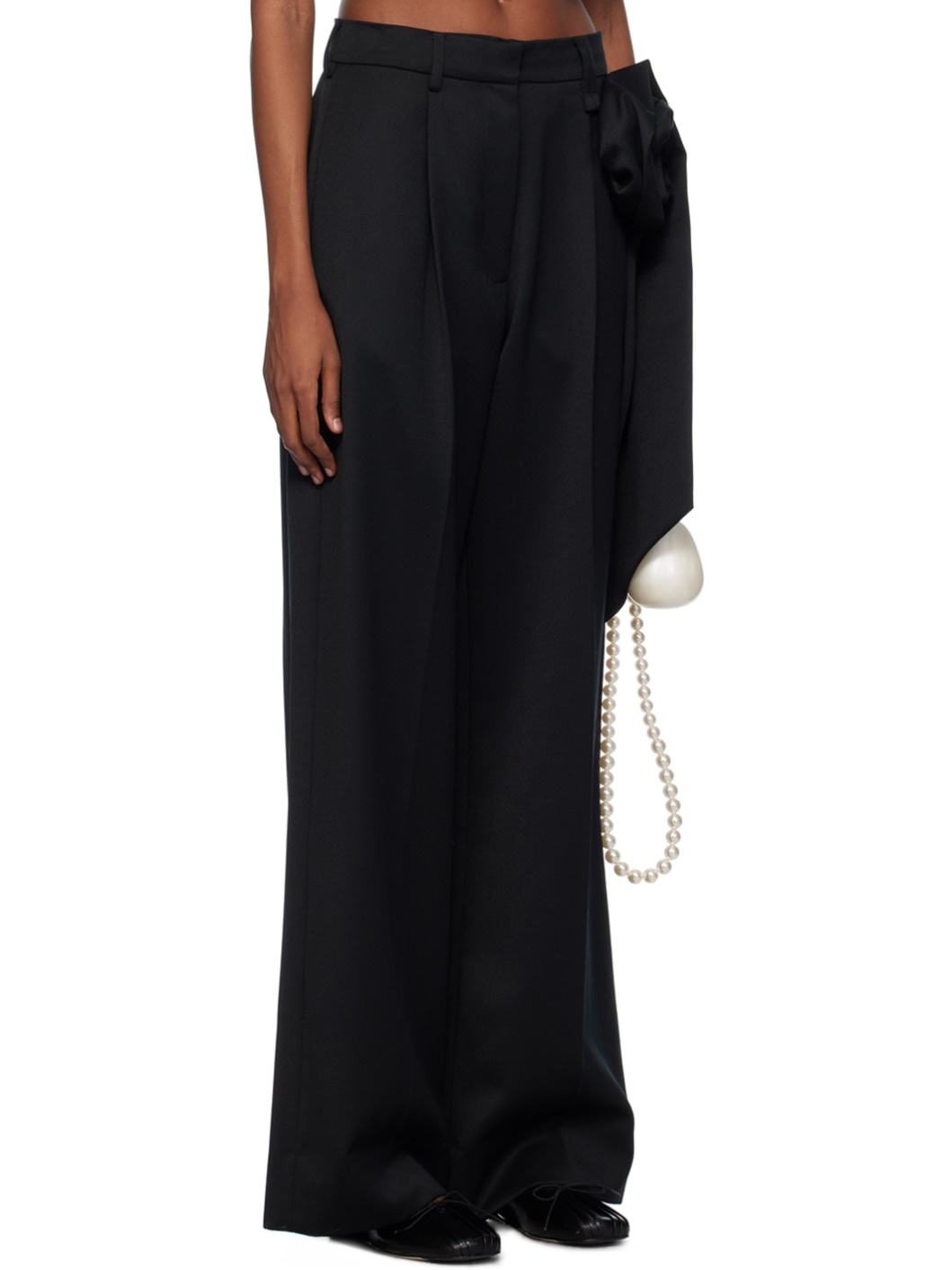 Black Pressed Rose Trousers - 2