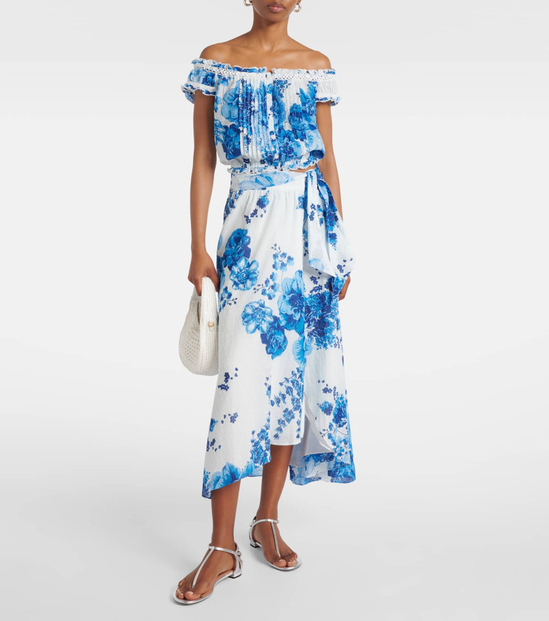 Poupette St Barth Alba floral off-shoulder cotton top outlook