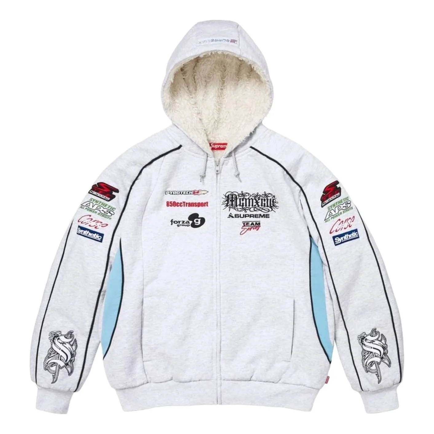 Supreme FW26 Racing Lined Zip Up Hooded Sweatshirt 'Ash Grey' SUP-FW26-040-GRY - 1