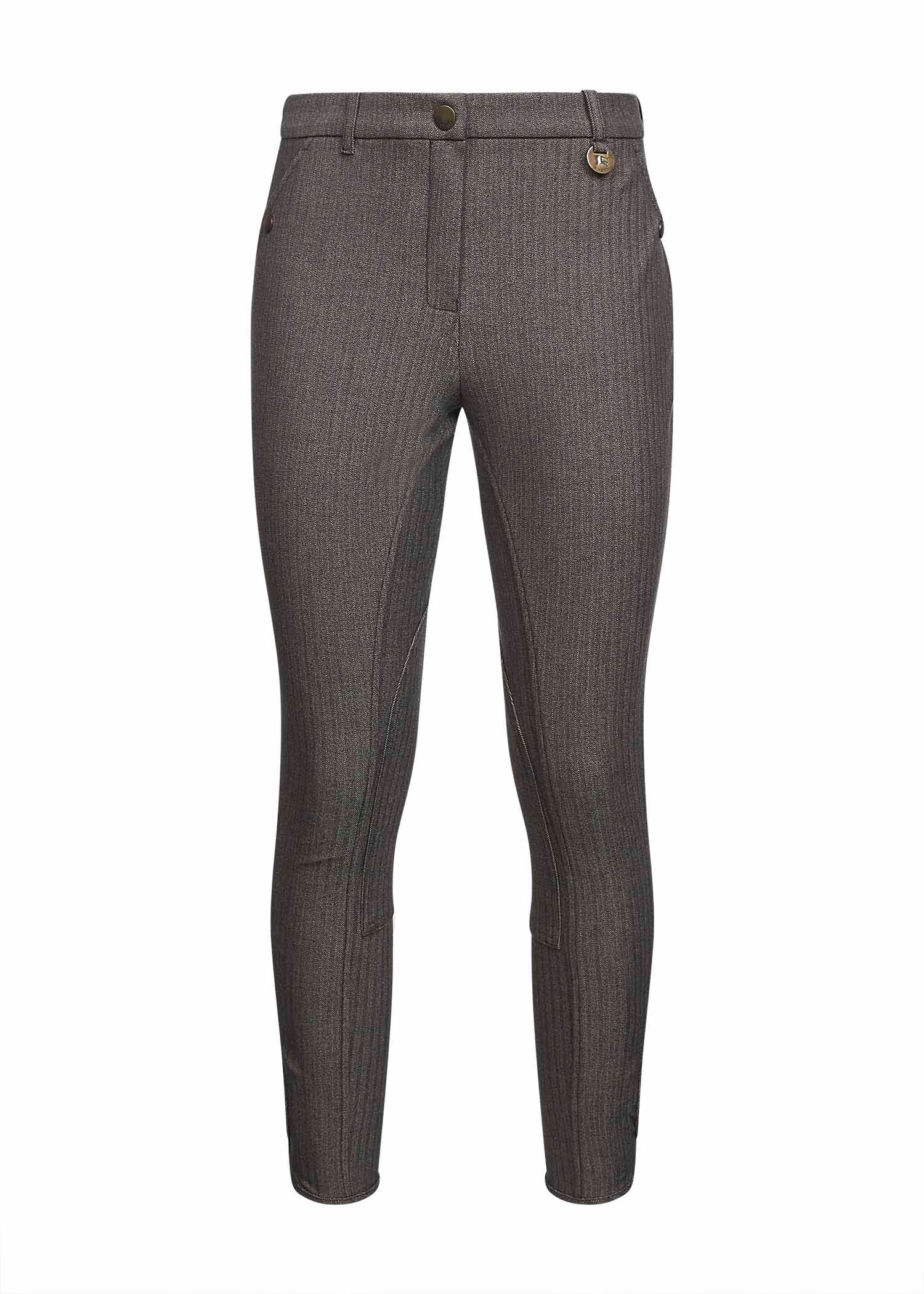 Brown herringbone stretch cotton Jodhpur trousers - 1