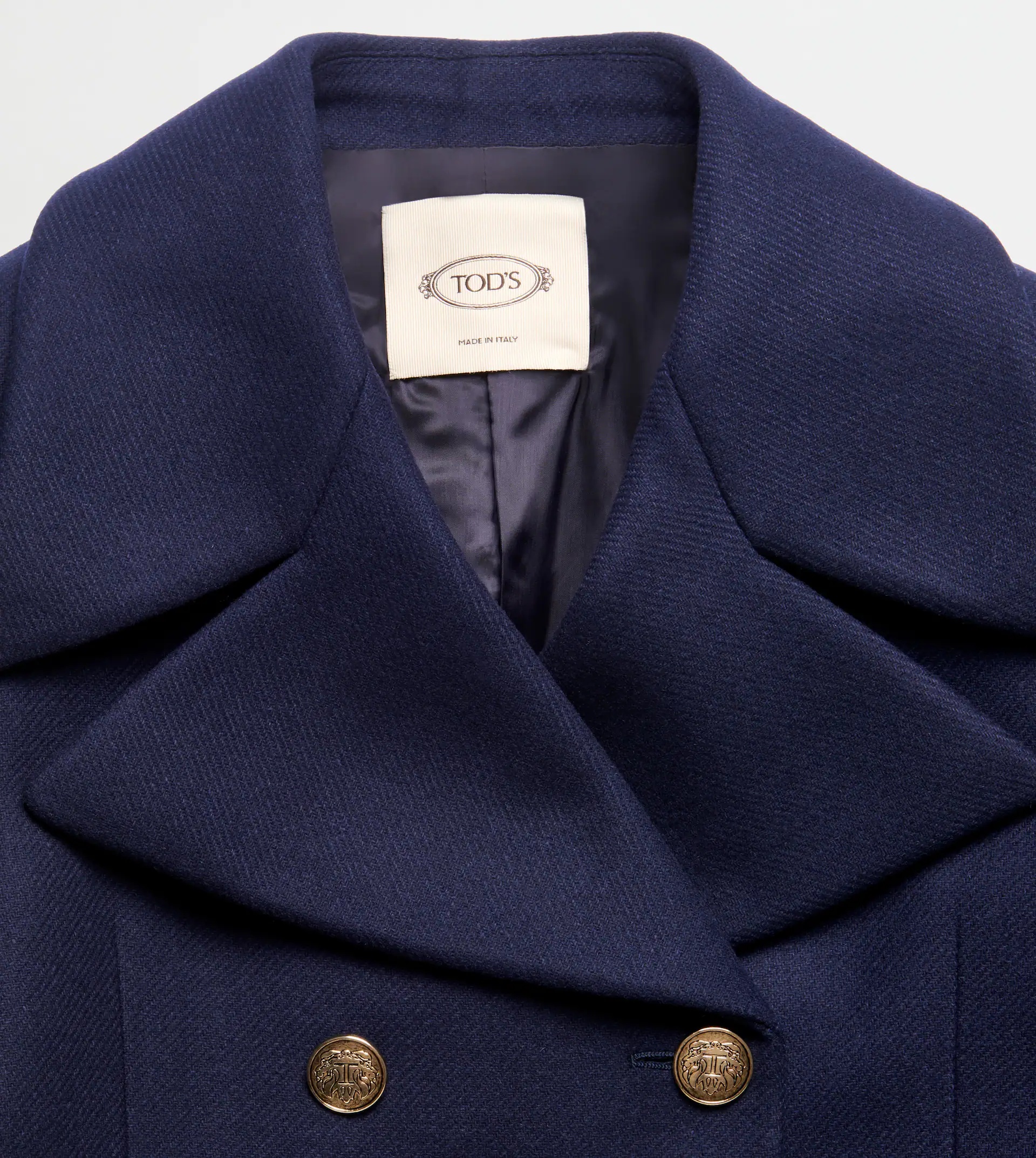 DOUBLE BREASTED COAT IN MIXED WOOL - BLUE - 2