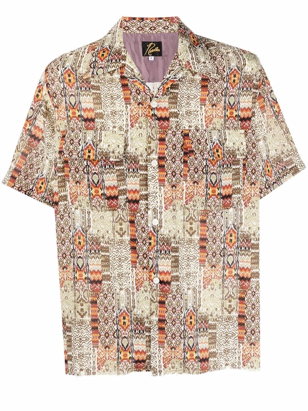 geometric-print short-sleeved shirt - 1