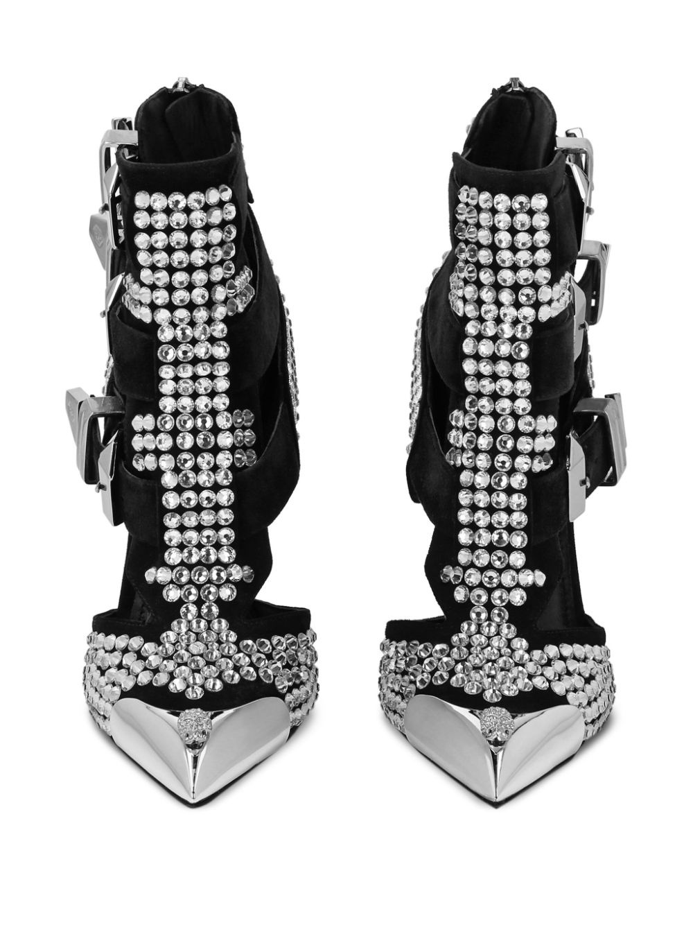 105mm rhinestone-embellished suede sandals - 4