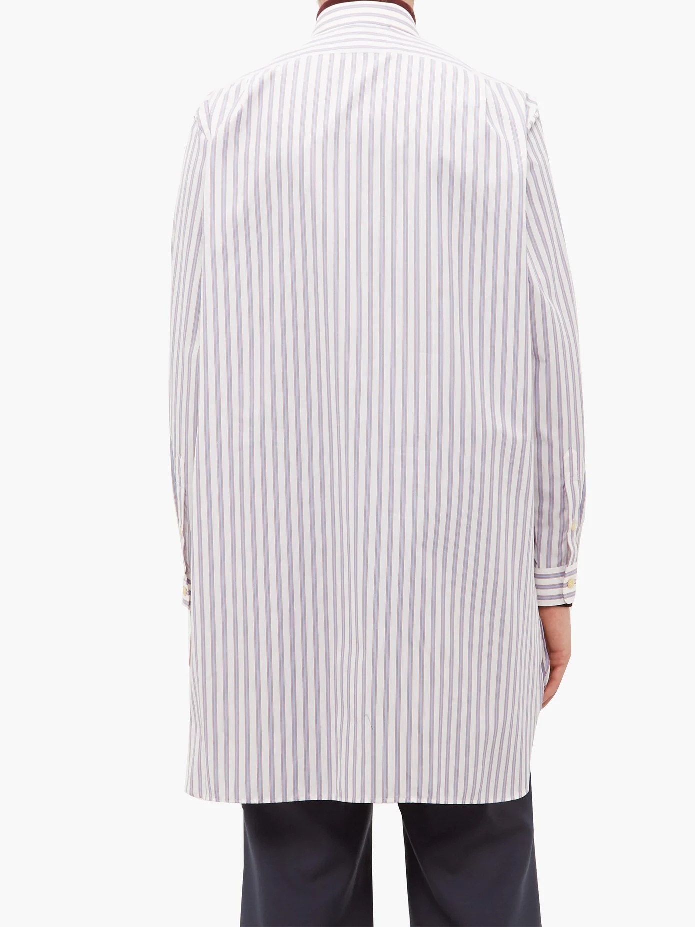 Longline striped cotton-poplin shirt - 5