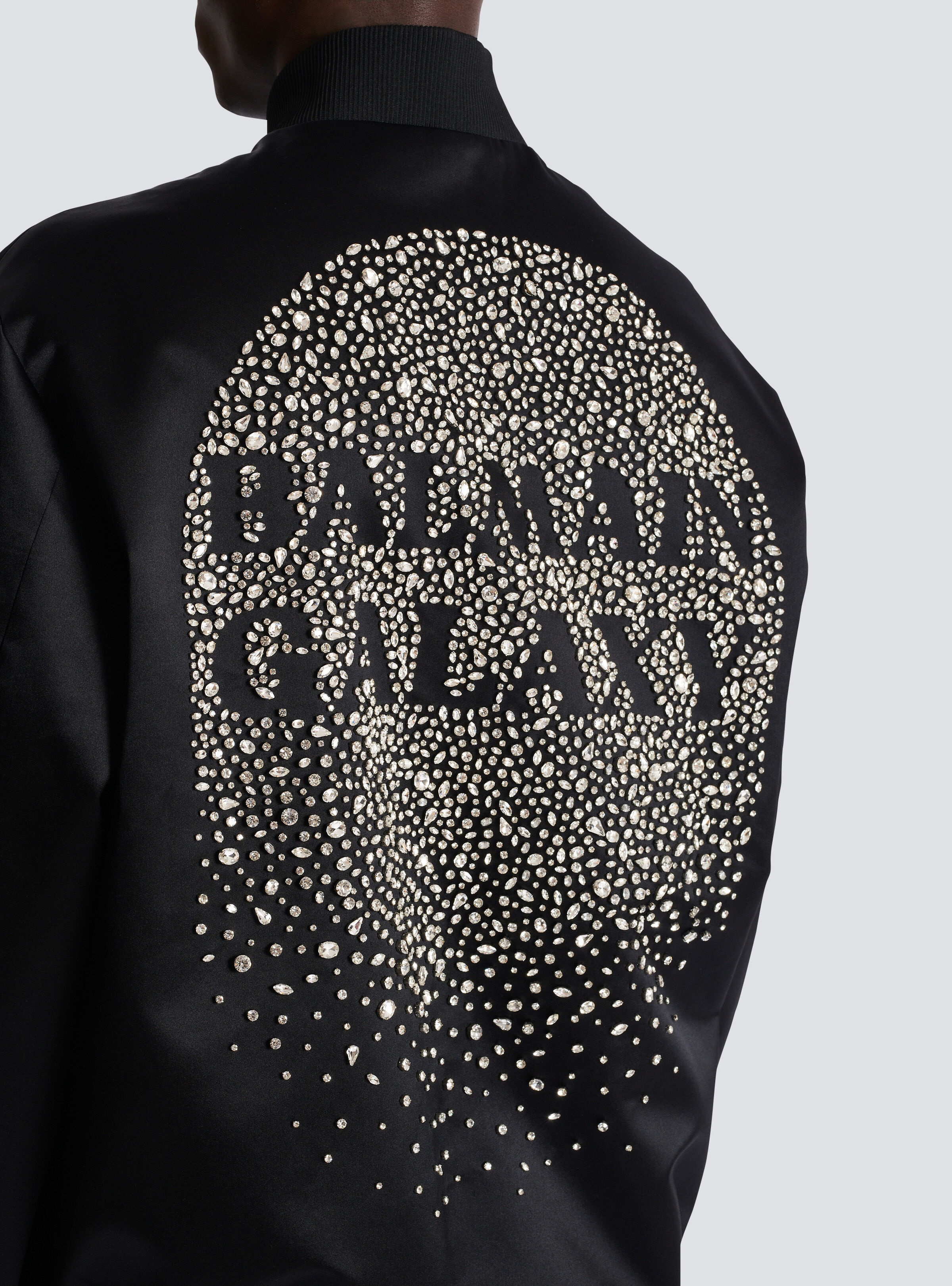 Satin bomber jacket with Balmain Galaxy embroidery - 6
