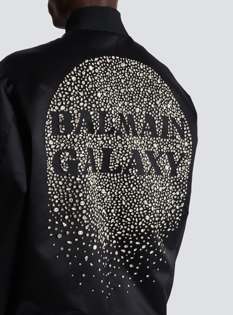 Satin bomber jacket with Balmain Galaxy embroidery 6