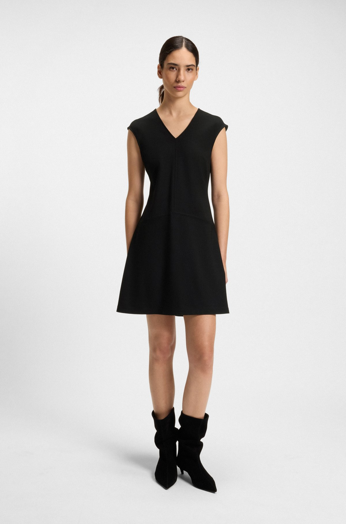 A-LINE DRESS IN STRETCH FABRIC WITH STITCHED CUTLINES - 2