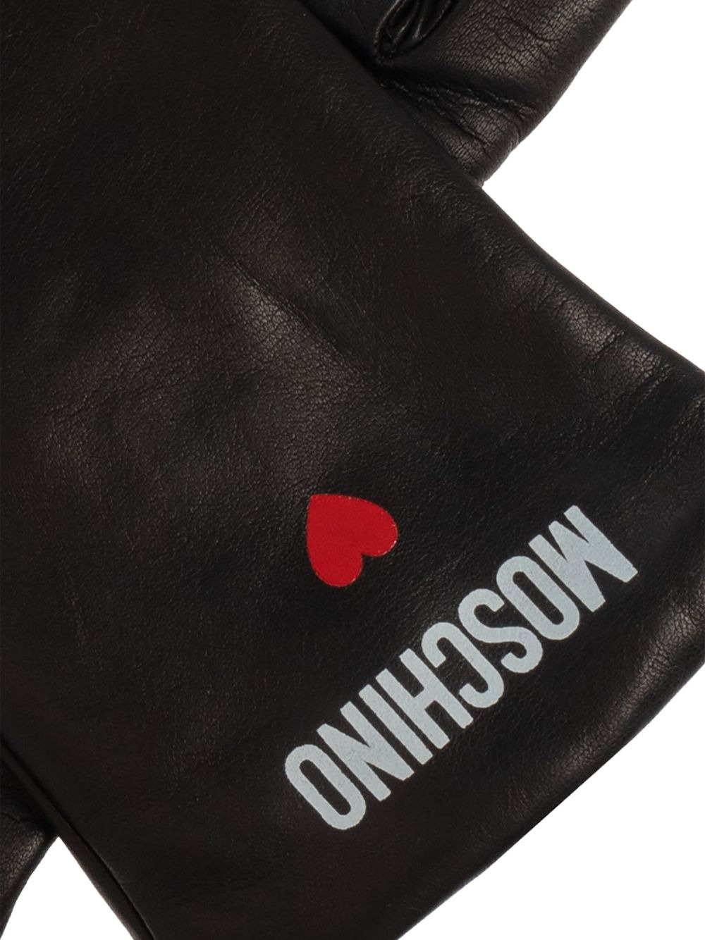 logo-heart leather gloves - 3