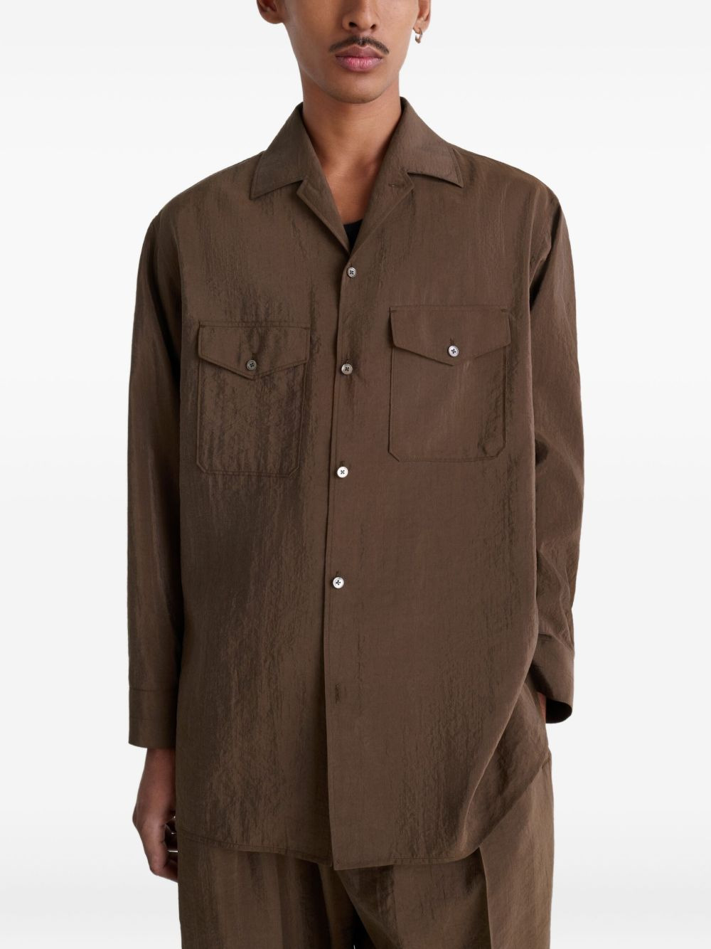 cuban-collar patch-pocket shirt - 3