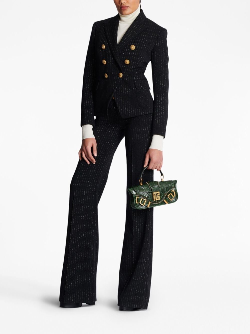 lurex-detail double-breasted blazer - 2