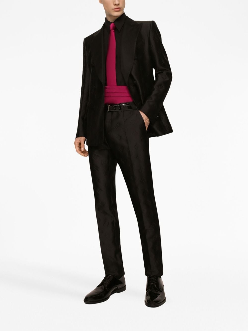 double-breasted monogram-print suit - 2