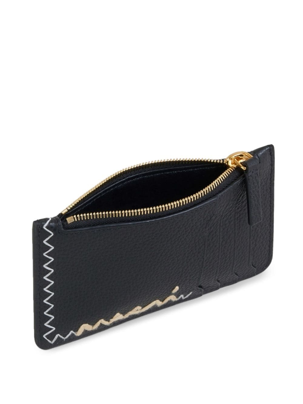logo-embroidered leather card case - 3