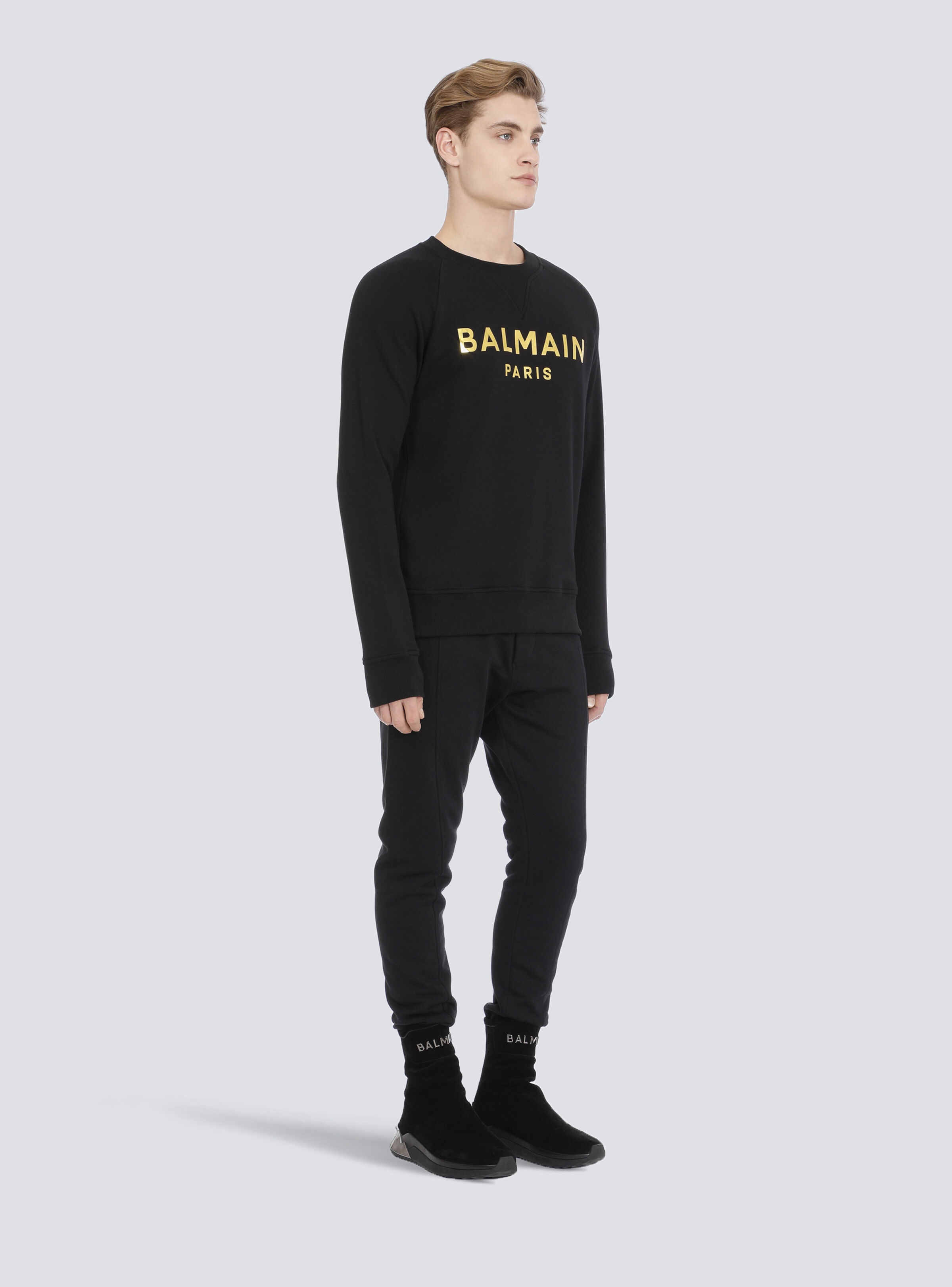 Eco-designed cotton sweatshirt with Balmain Paris logo print - 5
