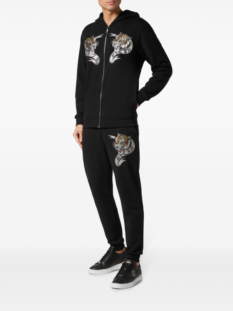 PHILIPP PLEIN tiger-print crystal-embellished hoodie outlook