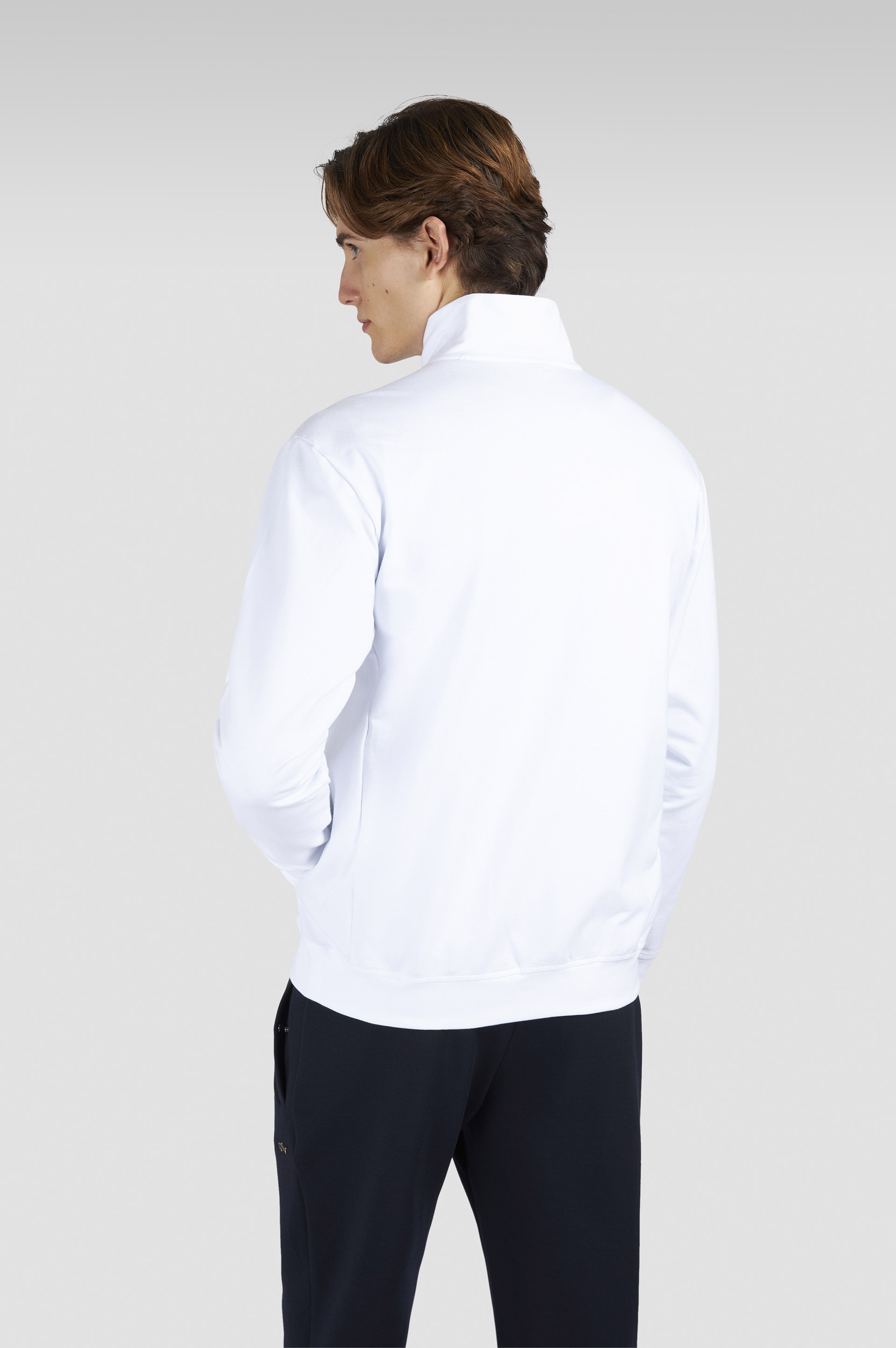 STRETCH FLEECE COTTON ZIP-UP SWEATSHIRT - 3