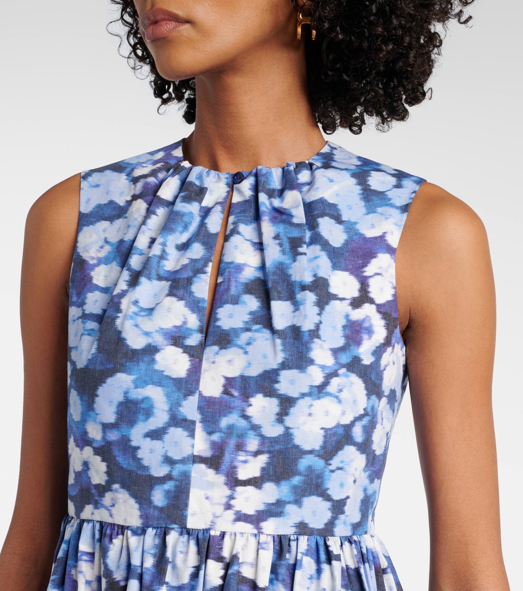 Floral-appliqué ruffled cotton cocktail dress - 4
