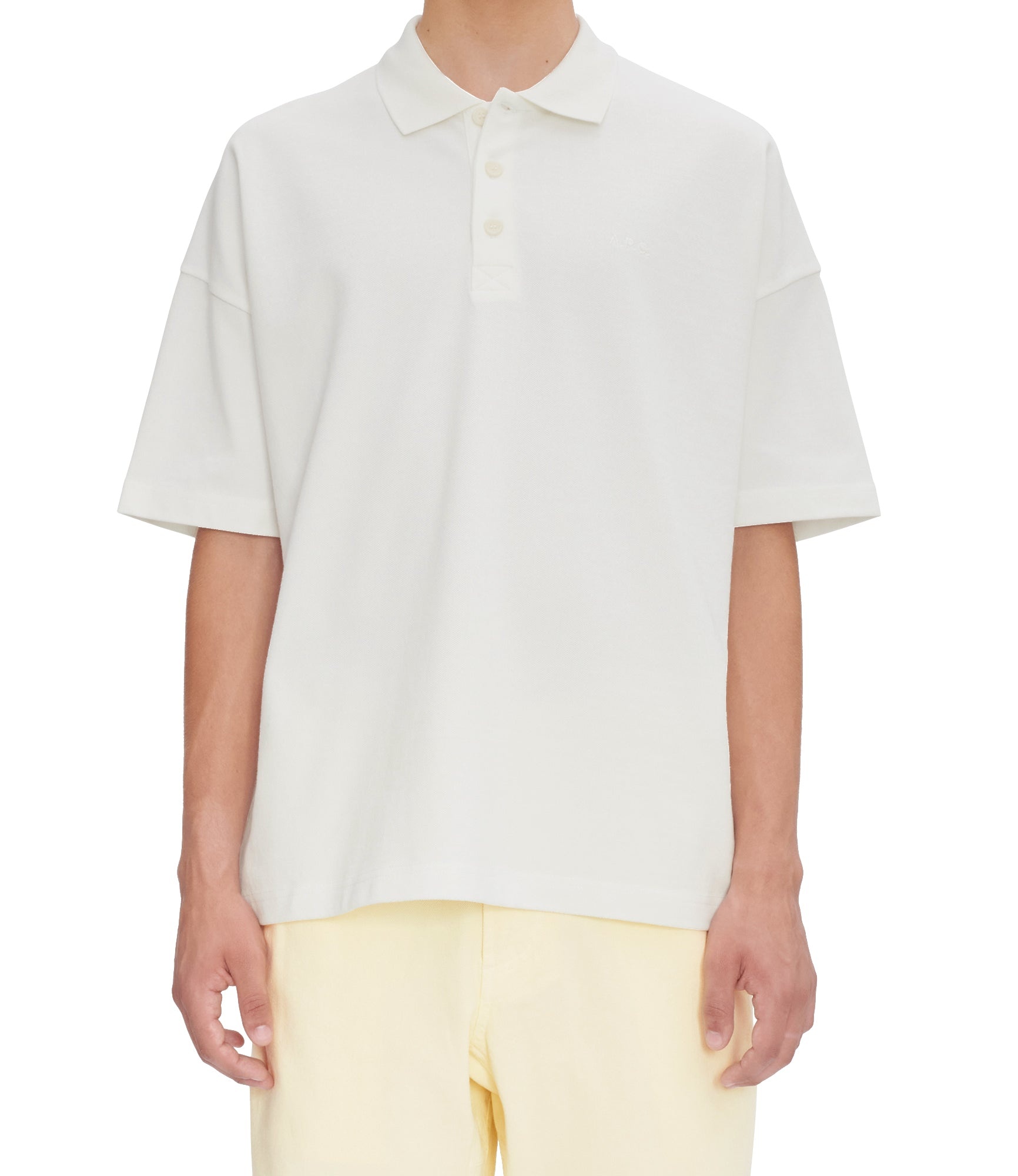 ★A.P.C.★ Carter Logo Regular Fit Short Sleeve Polo Shirt D A.P.C. Men's Carter Logo Polo Shirt in White A.P.C.