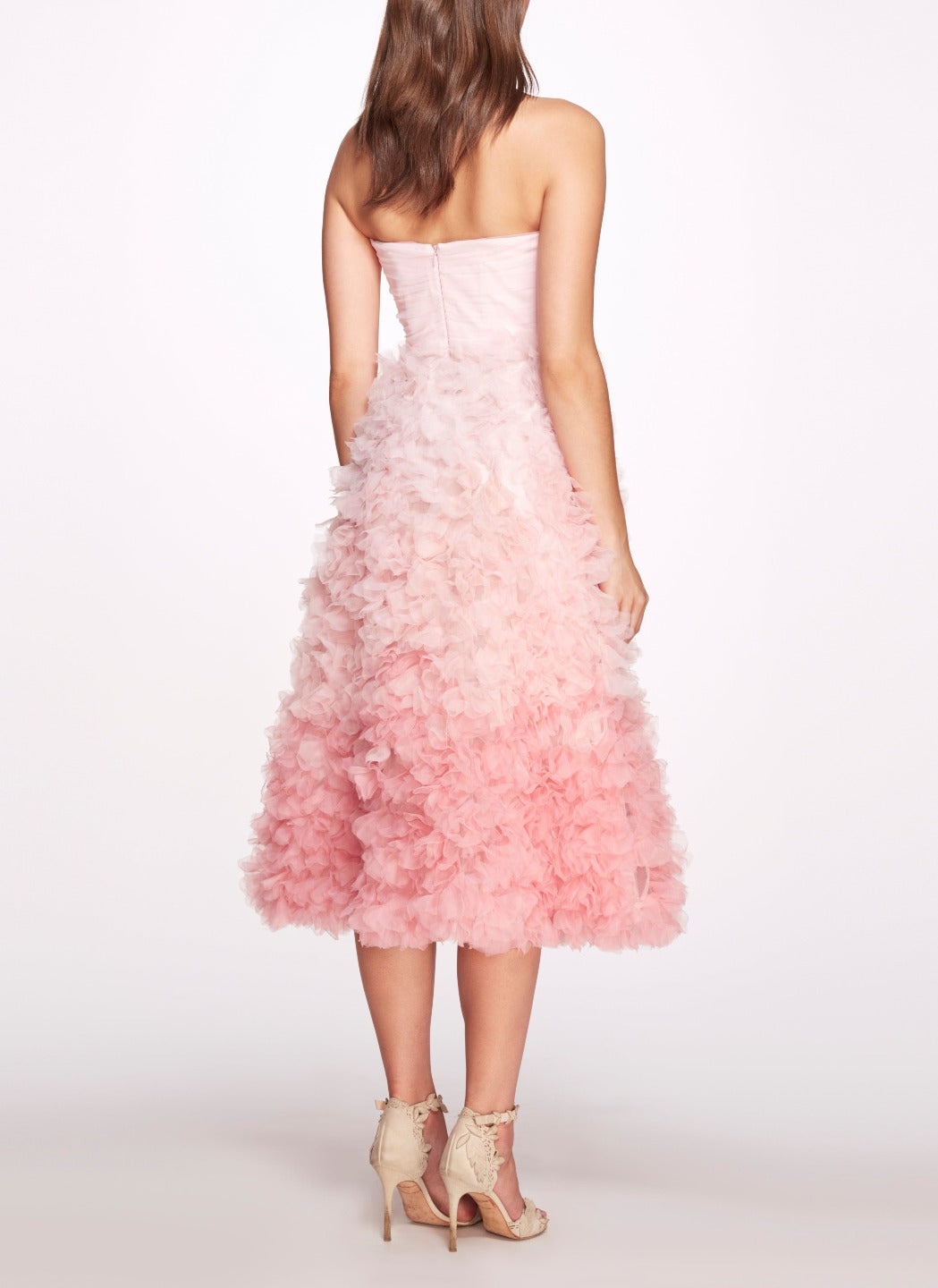 OMBRÉ TEXTURED TULLE TEA-LENGTH GOWN - 2