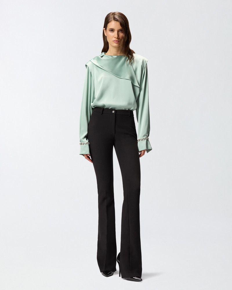 BLOUSE WITH DRAPED COLLAR AND JEWEL DETAILS 3