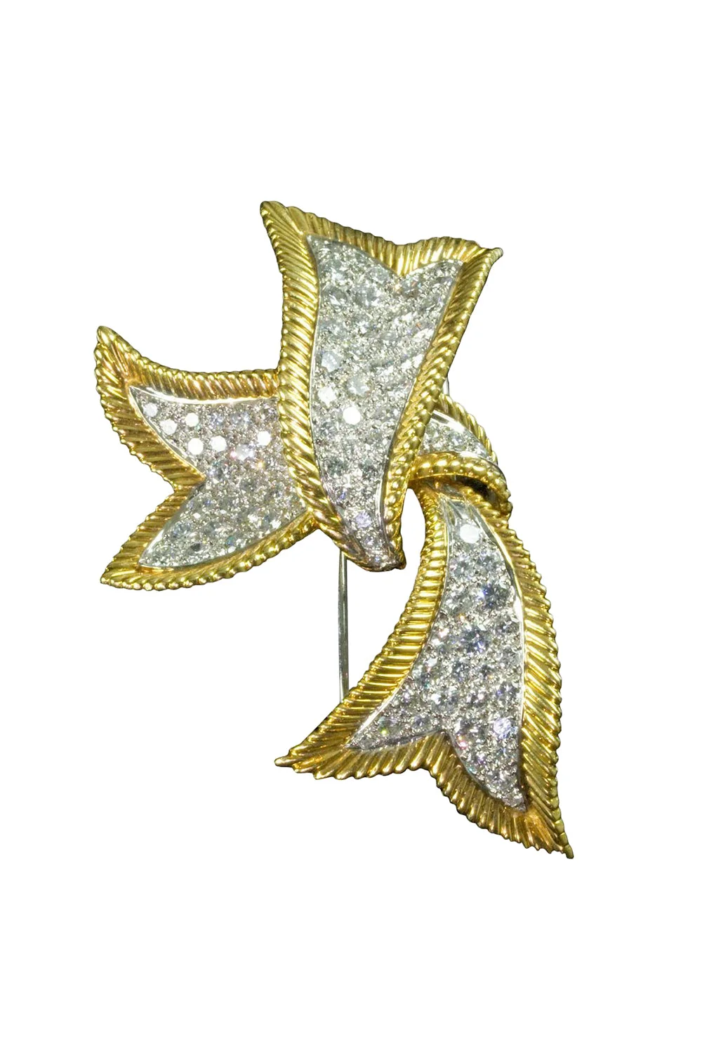 Diamond Small Ribbon Brooch - 1
