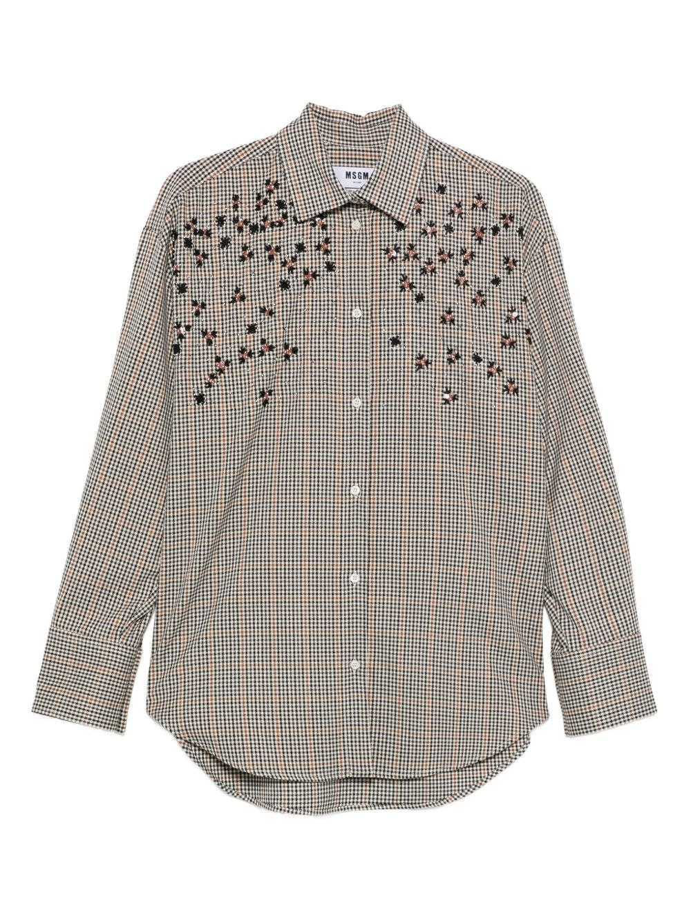 gingham embroidered shirt - 1