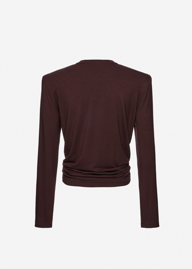 MAGDA BUTRYM Knotted longsleeve jersey blouse in brown outlook
