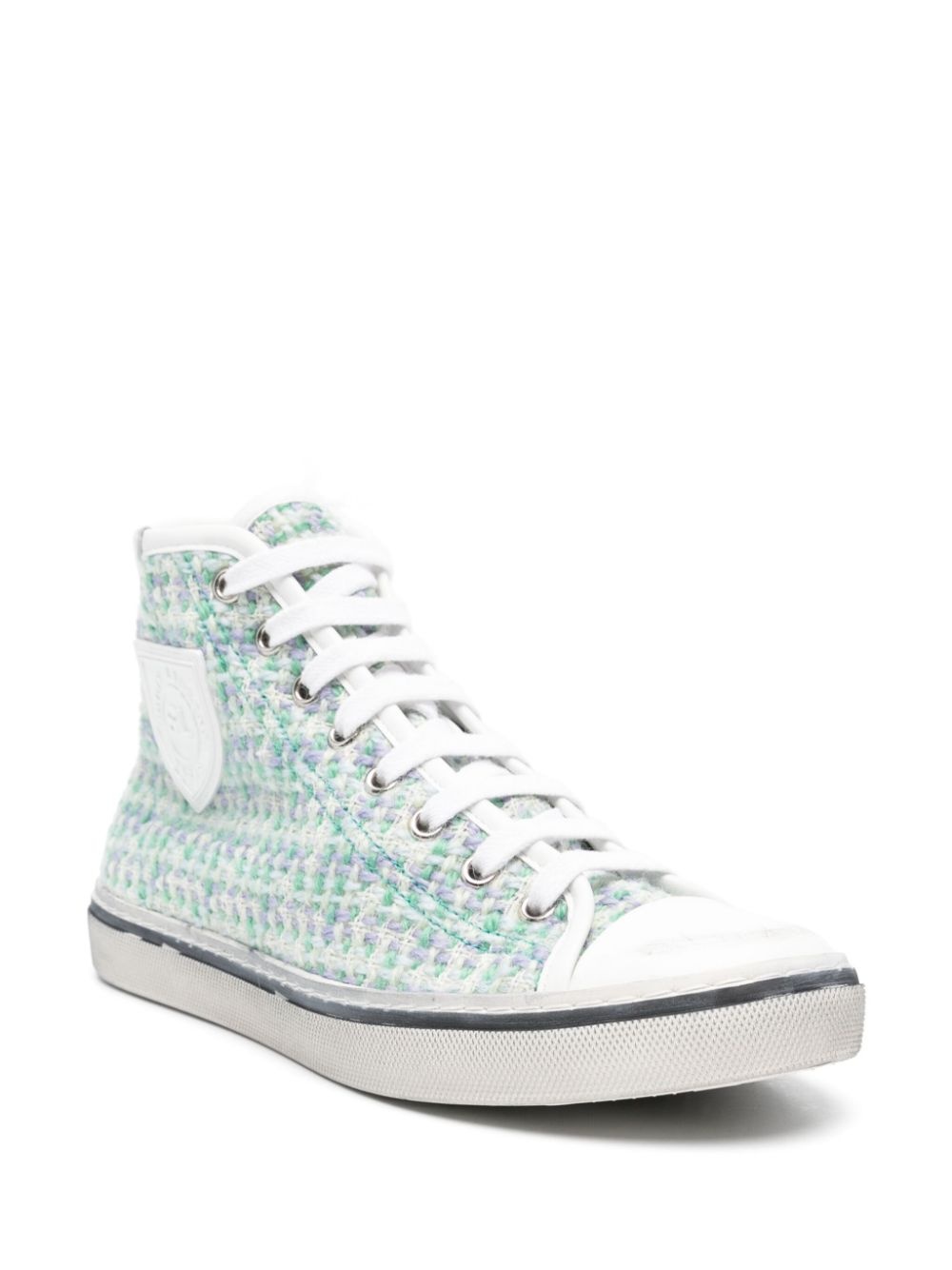 tweed logo patch trainers - 2