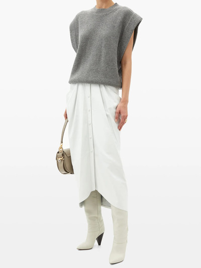 Isabel Marant Lyvia pleated leather midi skirt outlook