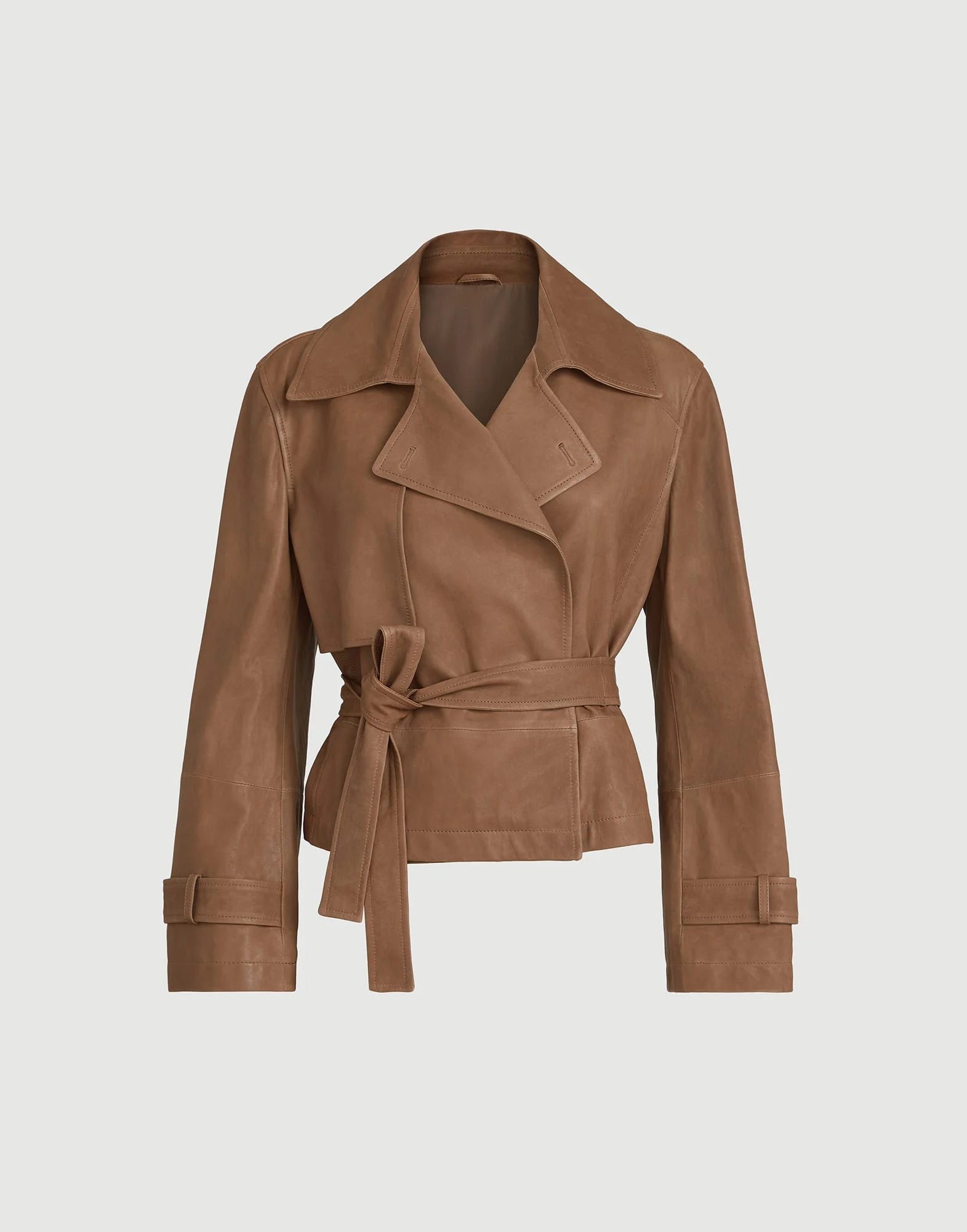 Vintage nappa leather cropped trench with monili - 1