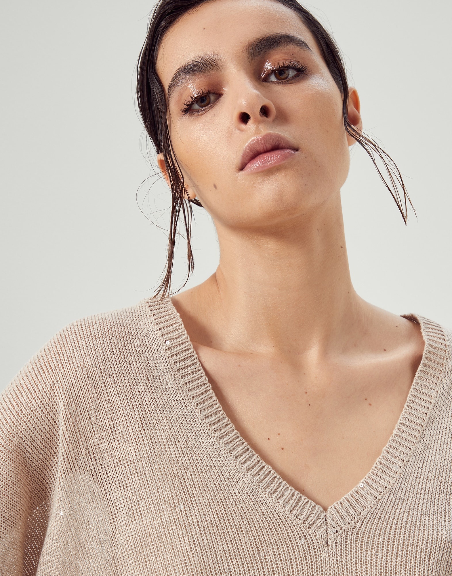 Linen and silk diamond yarn knit dress - 3