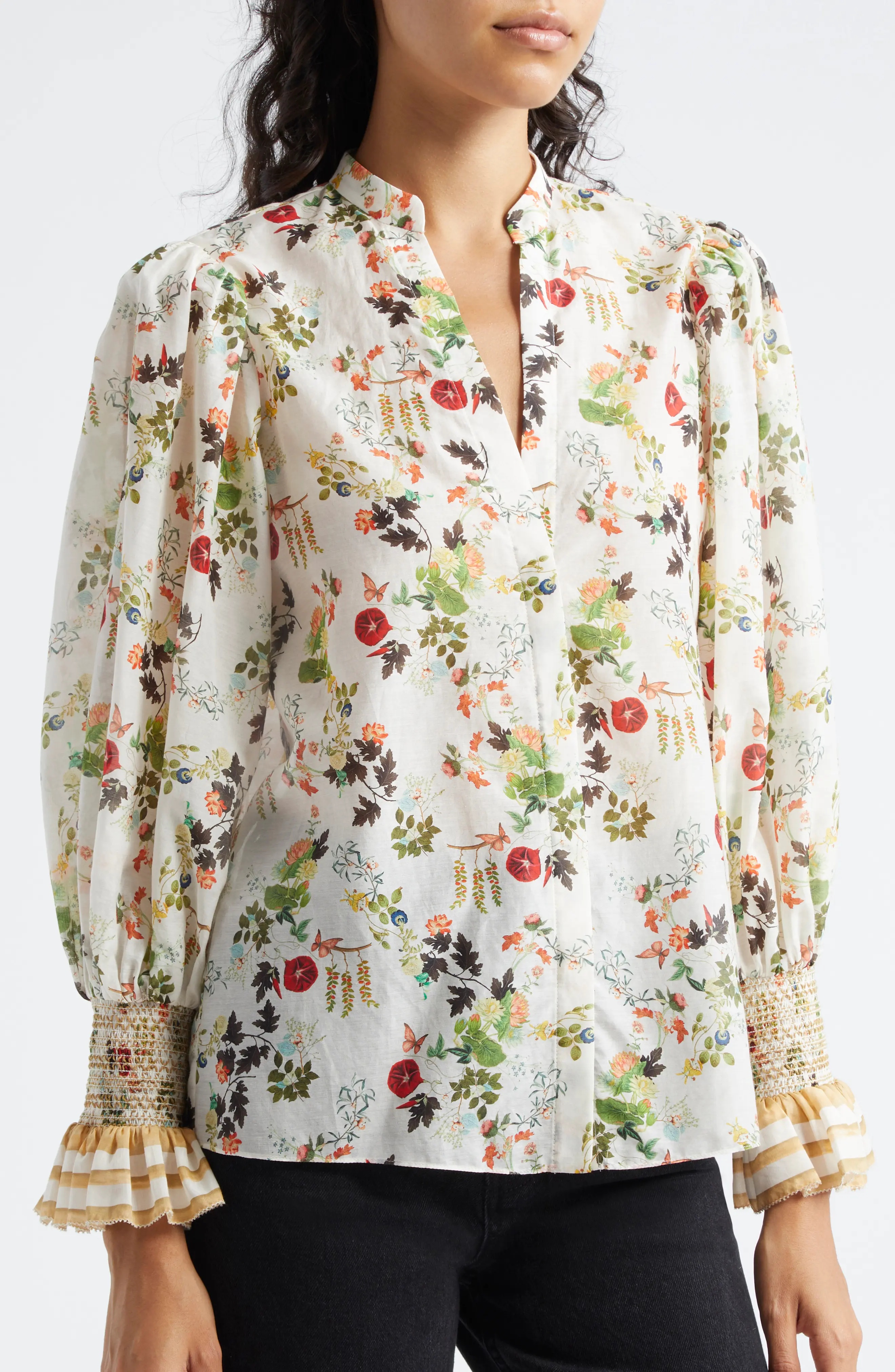 Ilan Floral Cotton & Silk Button-Up Shirt - 4