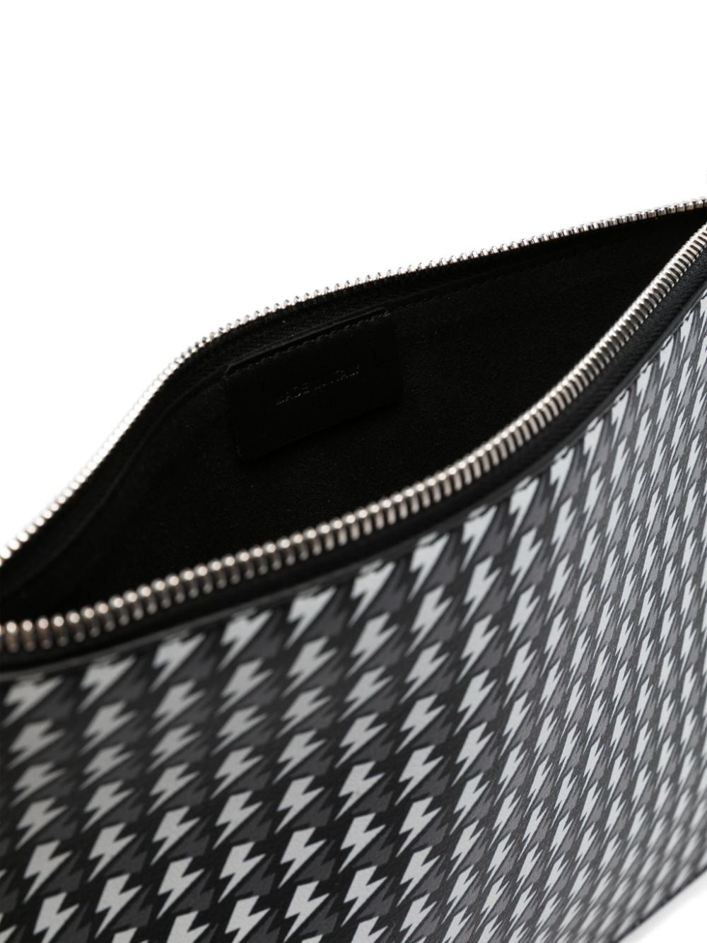 Thunderbolt-pattern leather clutch bag - 4