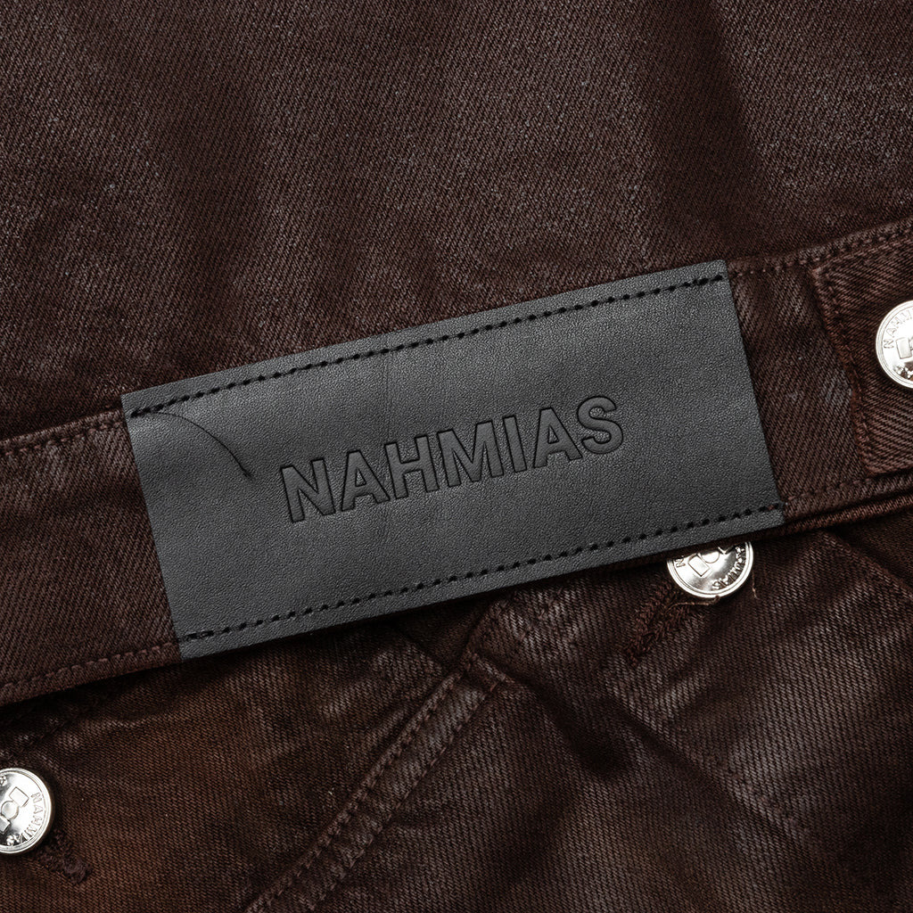 WAXED DENIM TRUCKER JACKET - BROWN WASH - 5