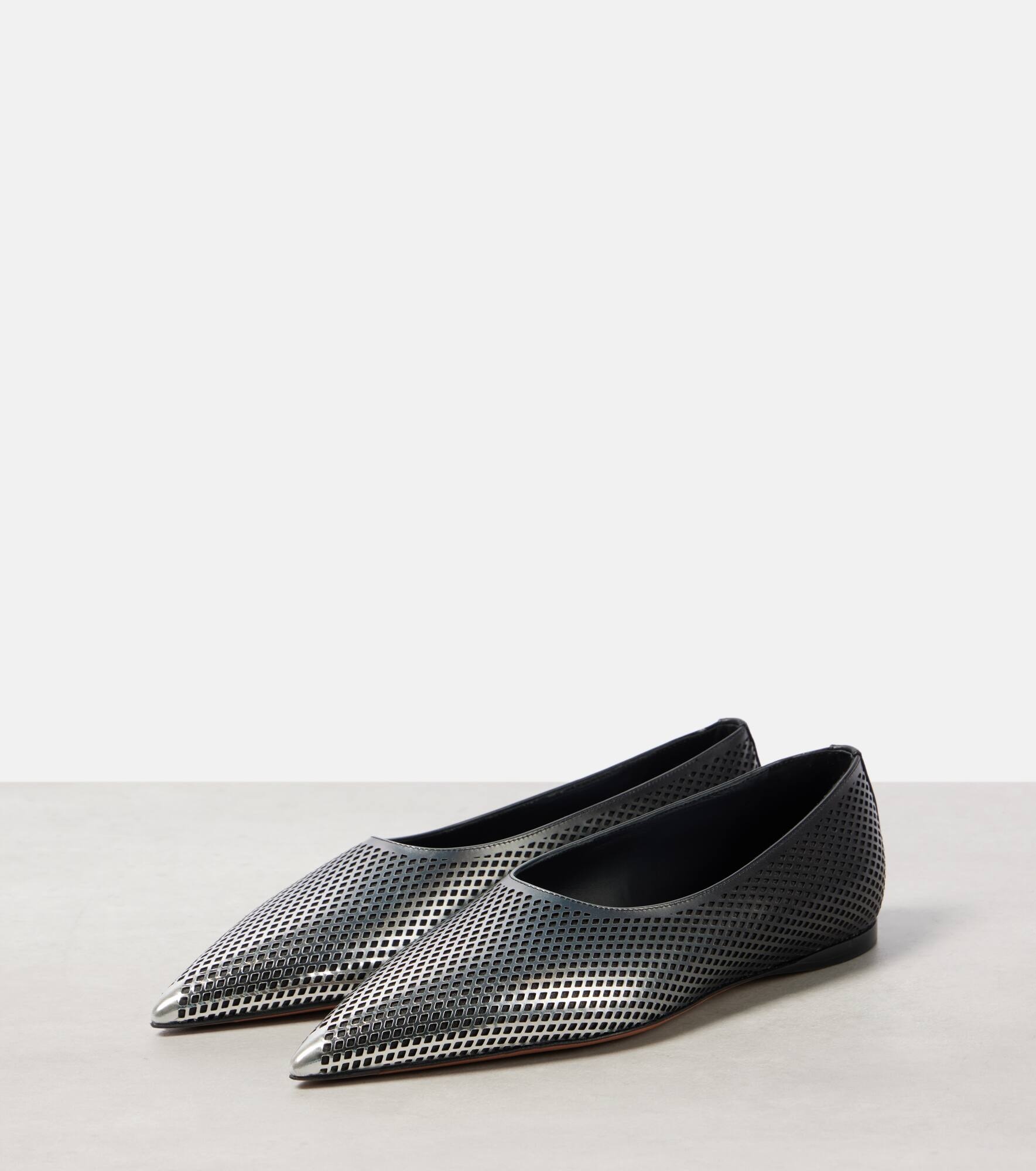 Dégradé fishnet leather ballet flats - 4