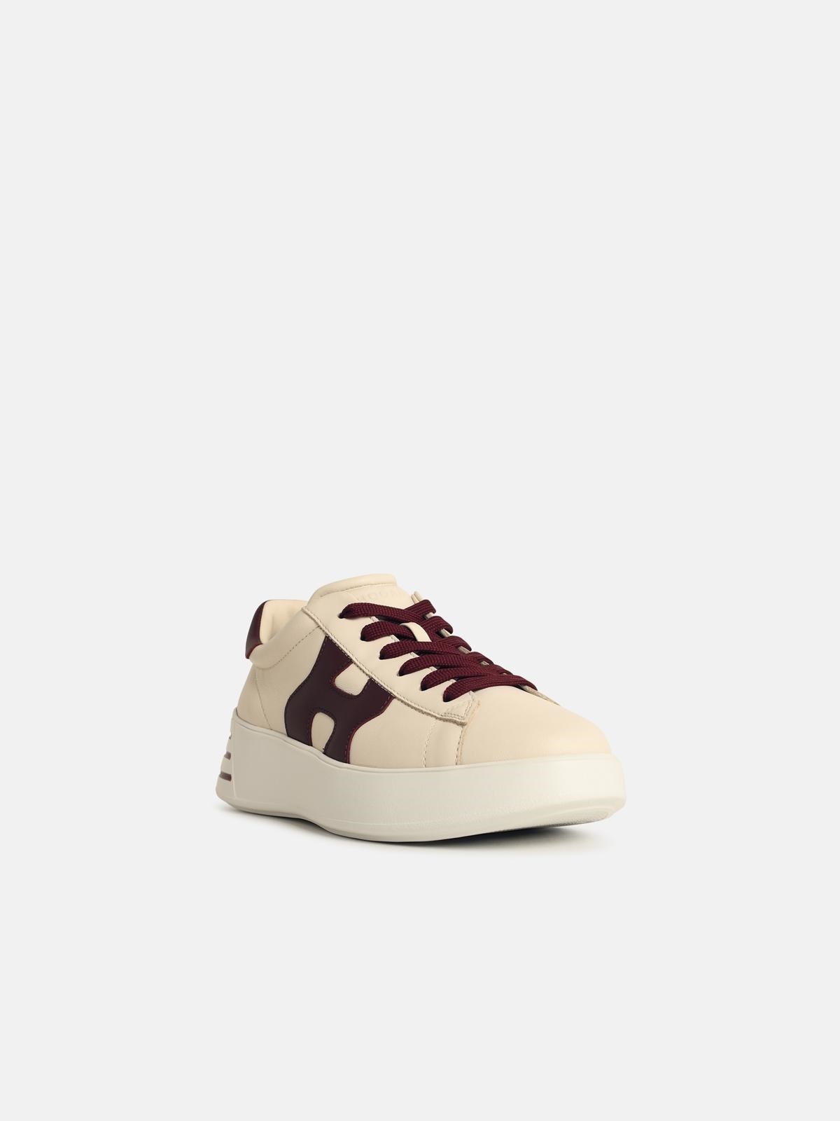 'REBEL H564' CREAM LEATHER SNEAKERS - 2