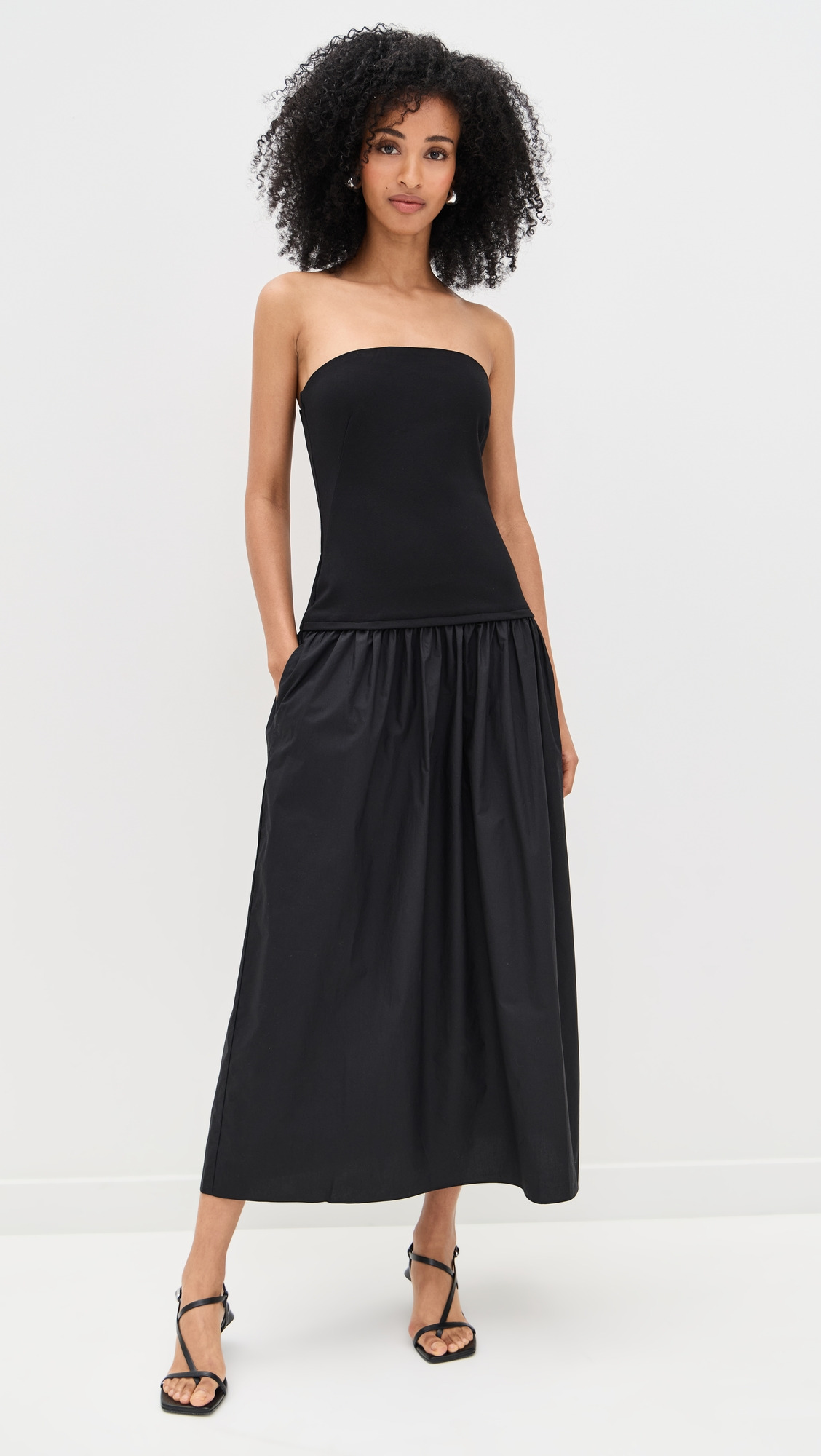 Irina Mixed Media Strapless Dress - 4