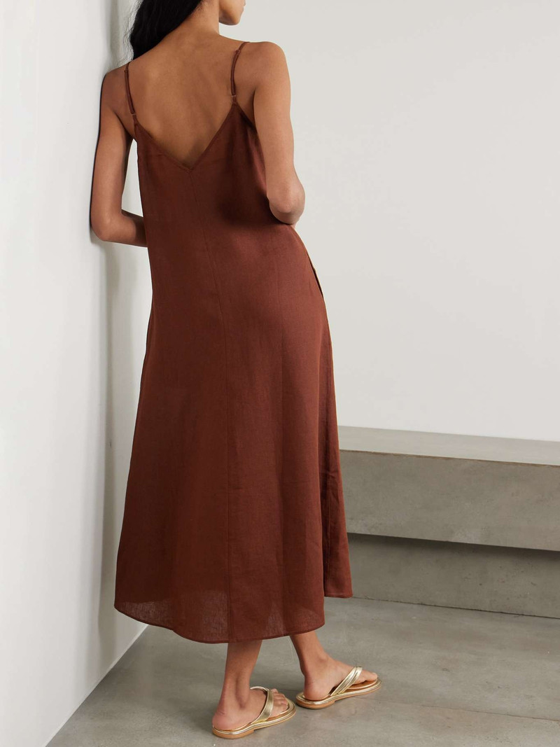 L'Intemporel Snob linen midi dress Brown 3