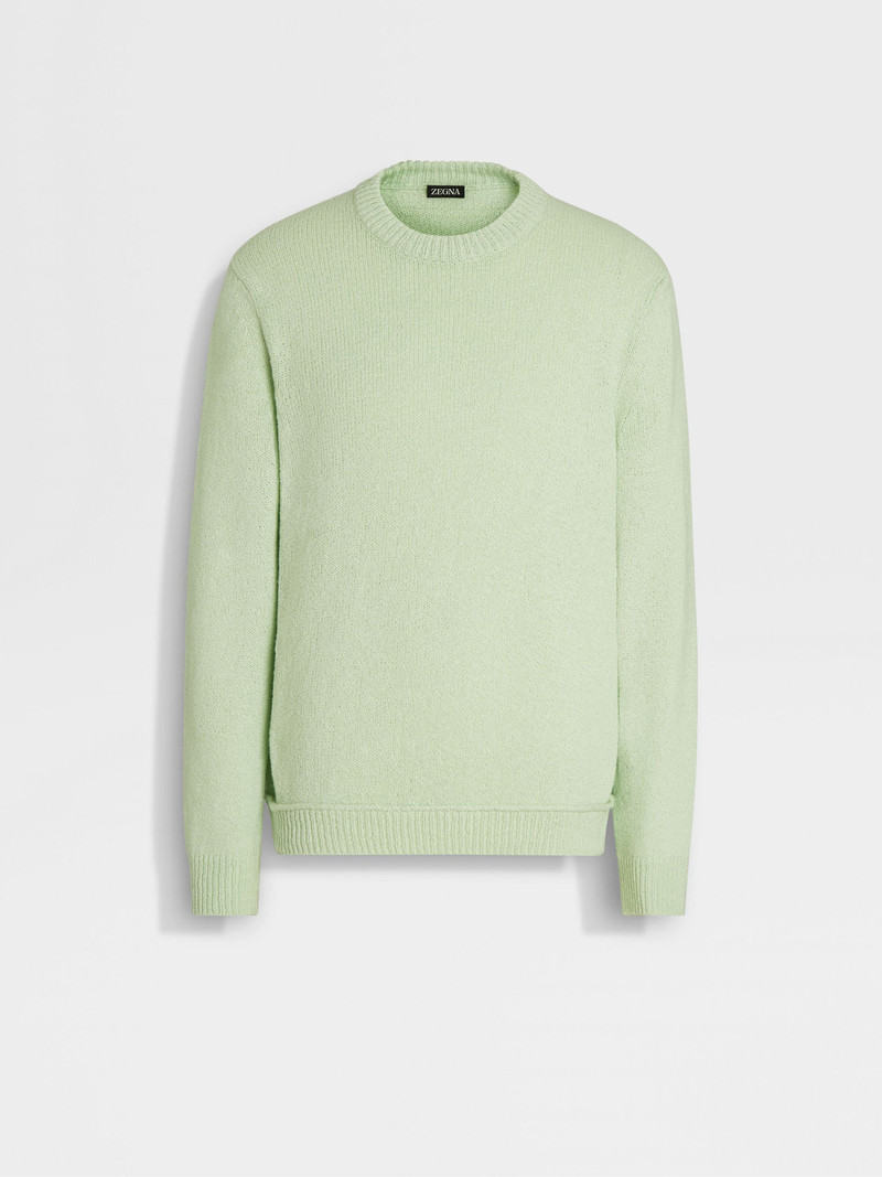 LIGHT AQUA GREEN COTTON AND SILK CREWNECK 1