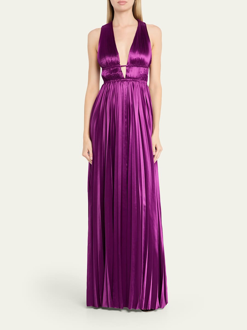 ULLA JOHNSON Lena Pleated Satin Gown outlook