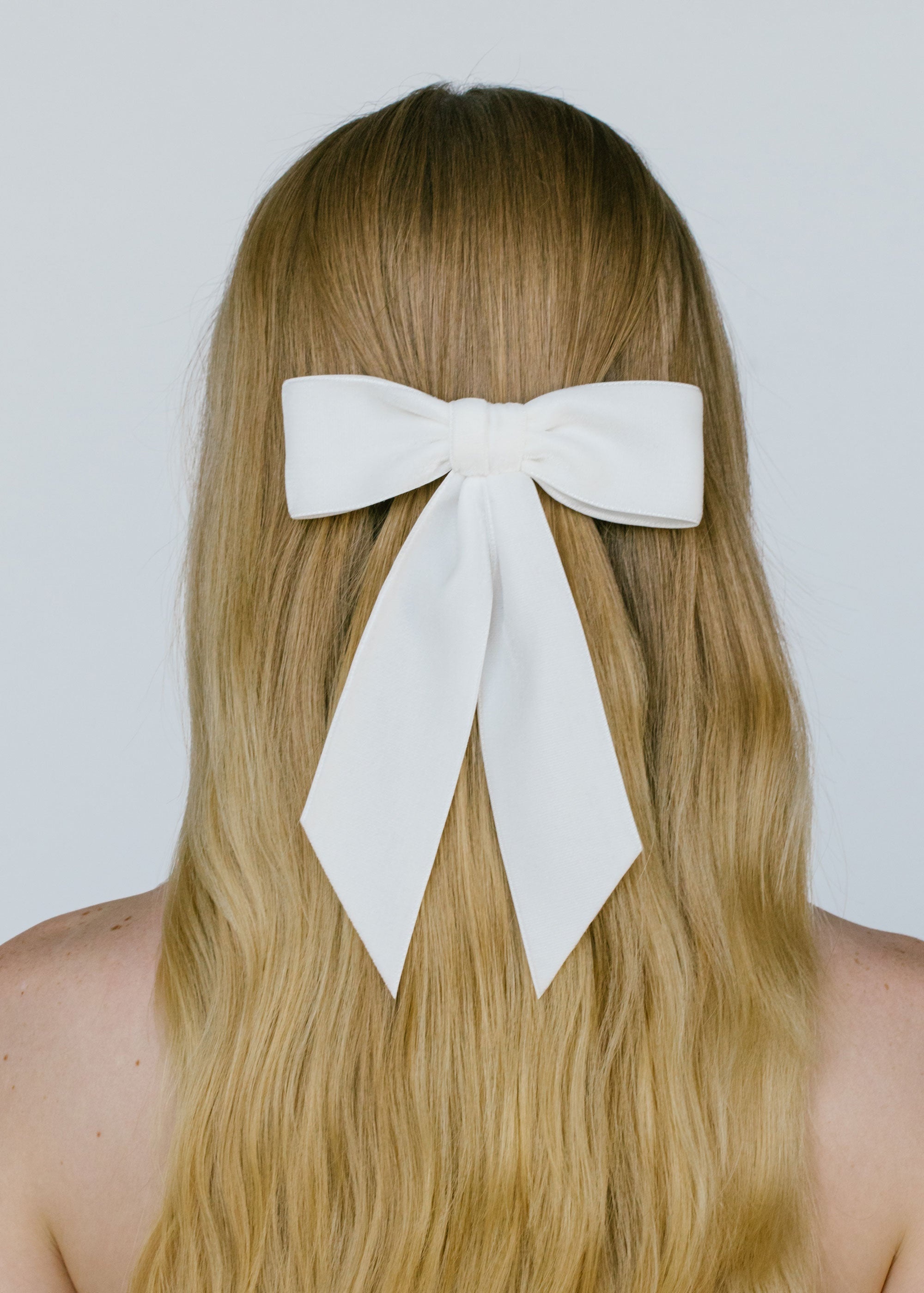 Wide Velvet Bow Barrette - 3