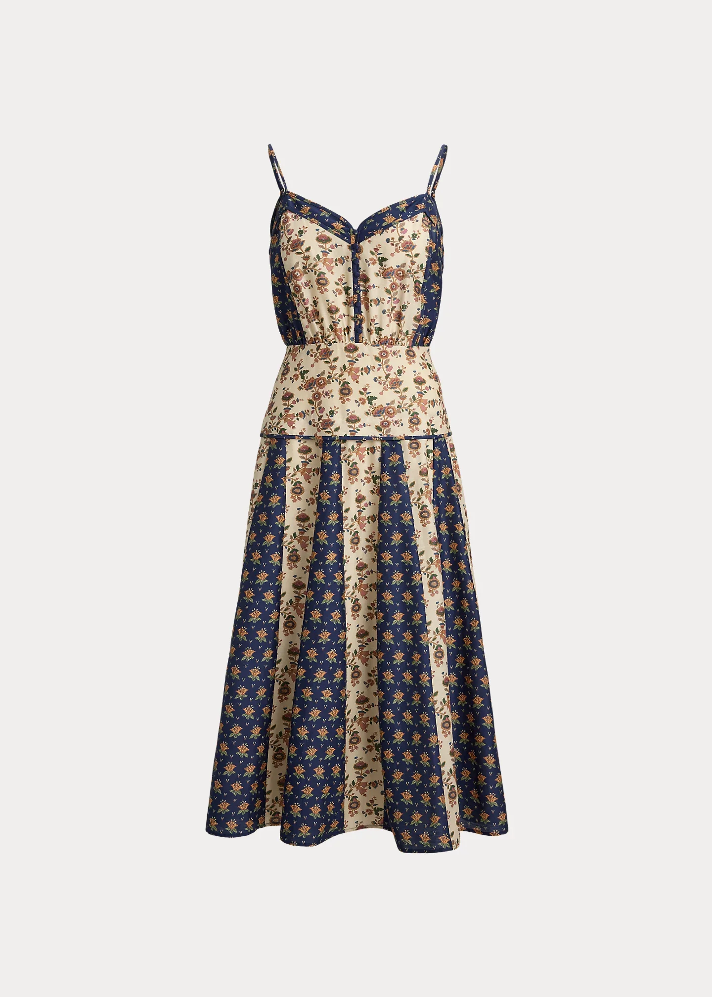 Sleeveless Mixed-Print Paneled Dress - 1