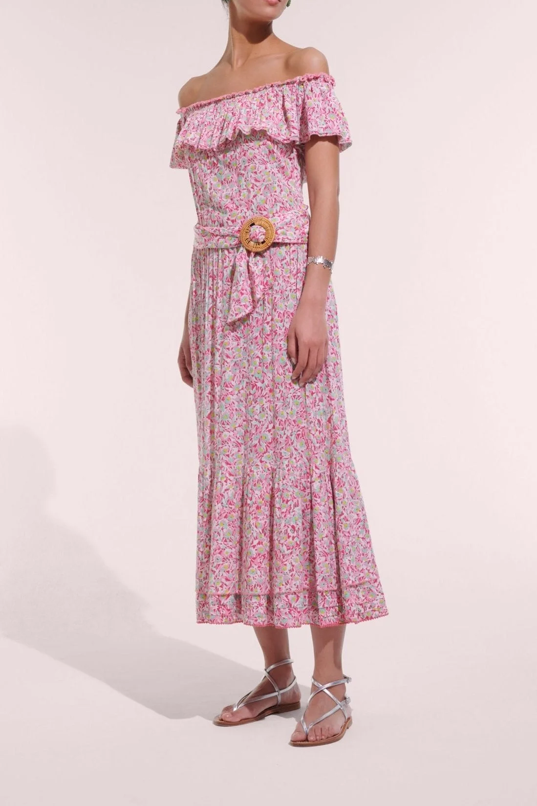 Long Dress Bella - Pink Ocean Flowers - 1