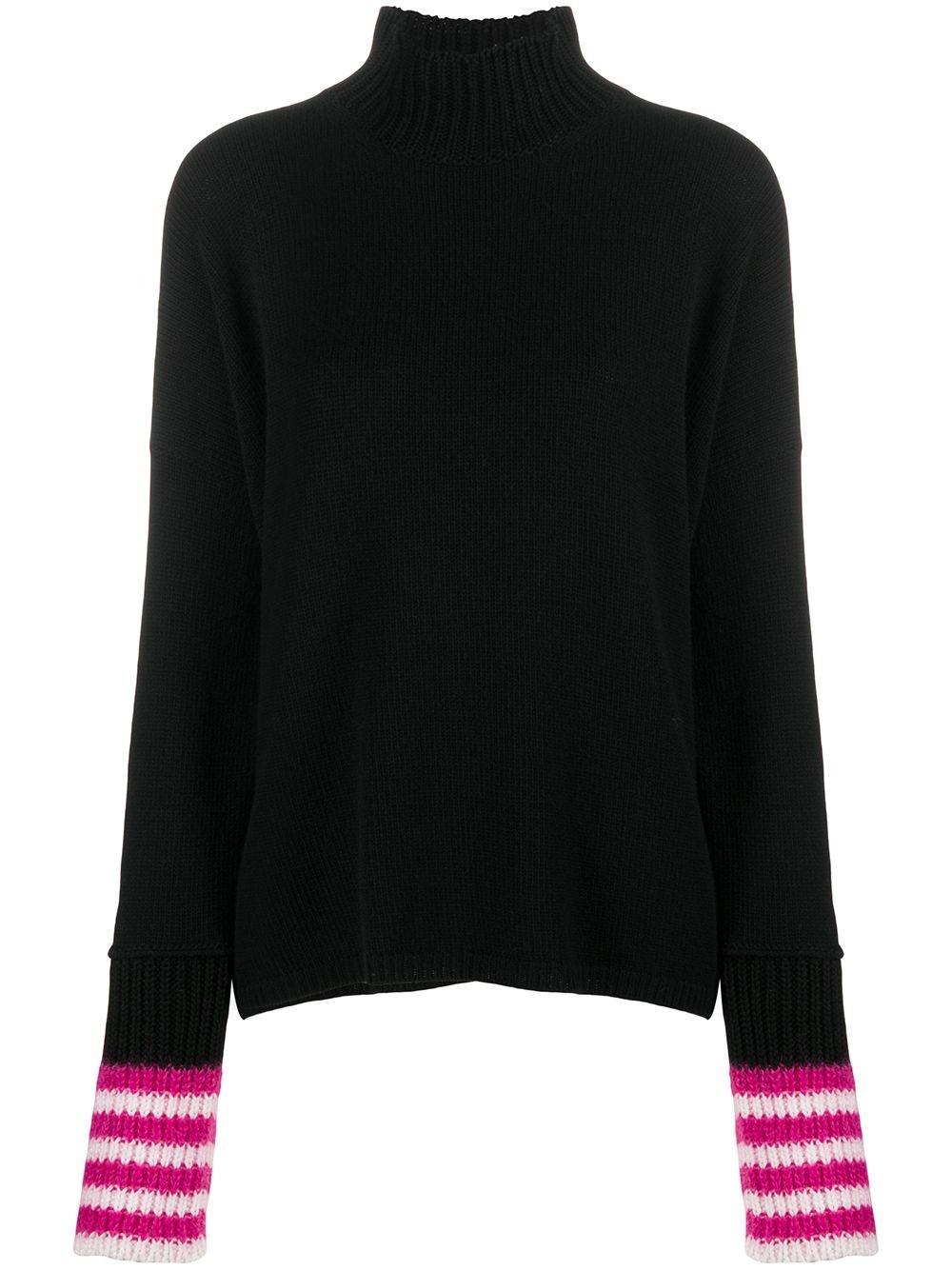 striped-cuff high-neck jumper - 1